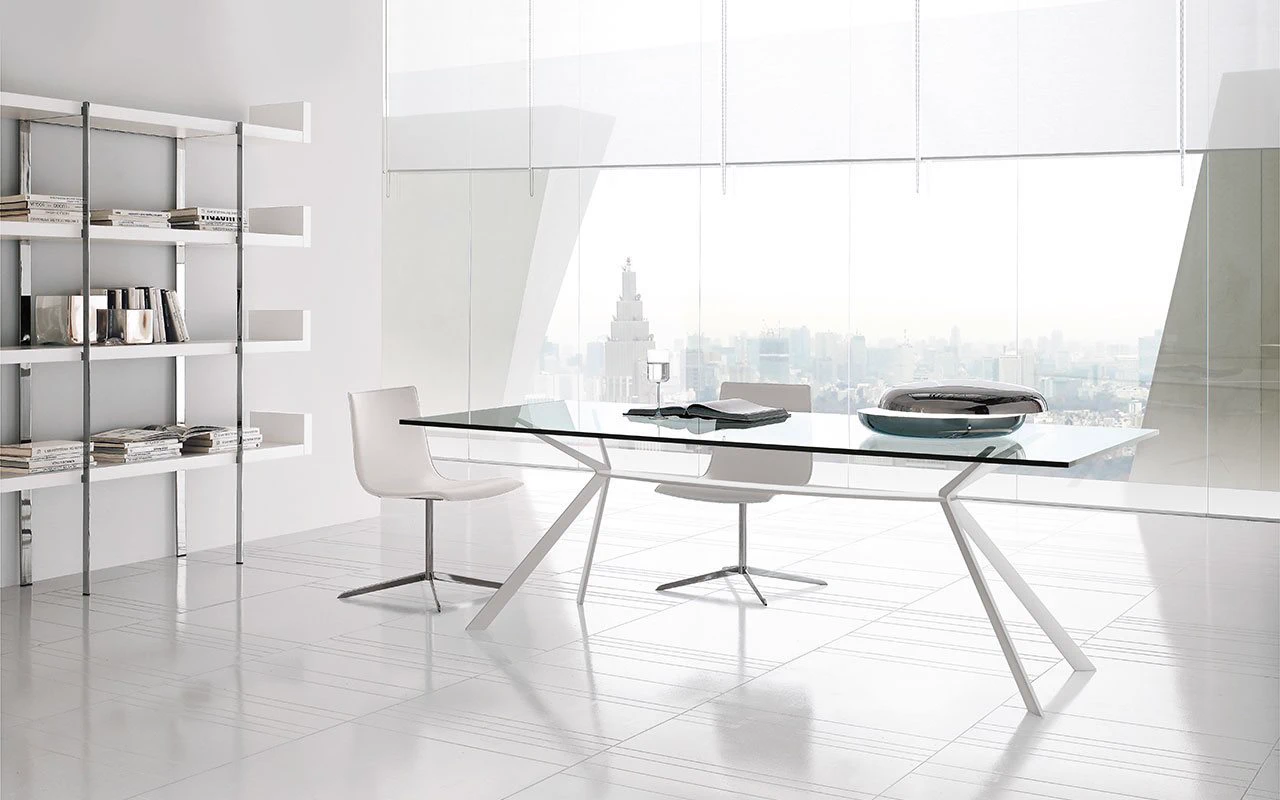 Каркас и наполнение: металл, МДФ. Современный дизайн Обеденный стол Cut — Alivar, стекло, фото 2