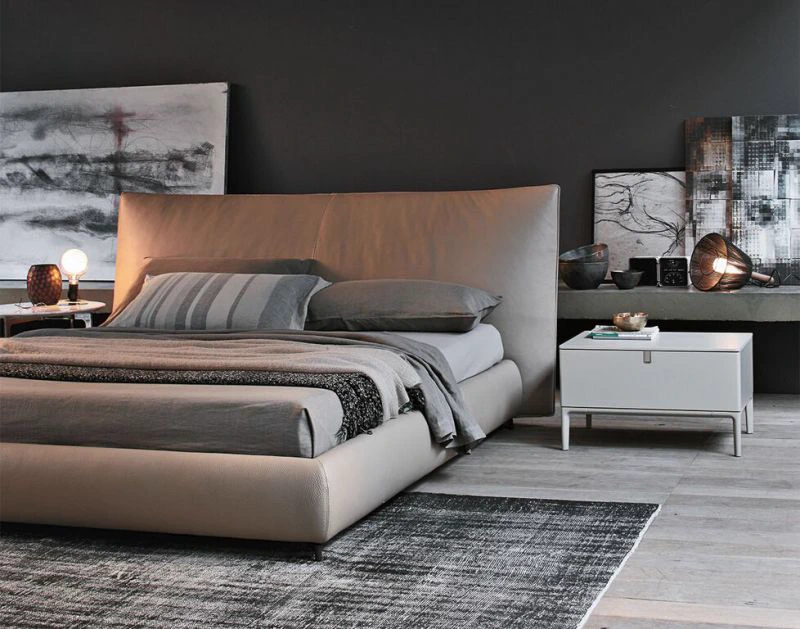 Кровать с мягким изголовьем Suite lSU — Alivar, кожа, фото 2
