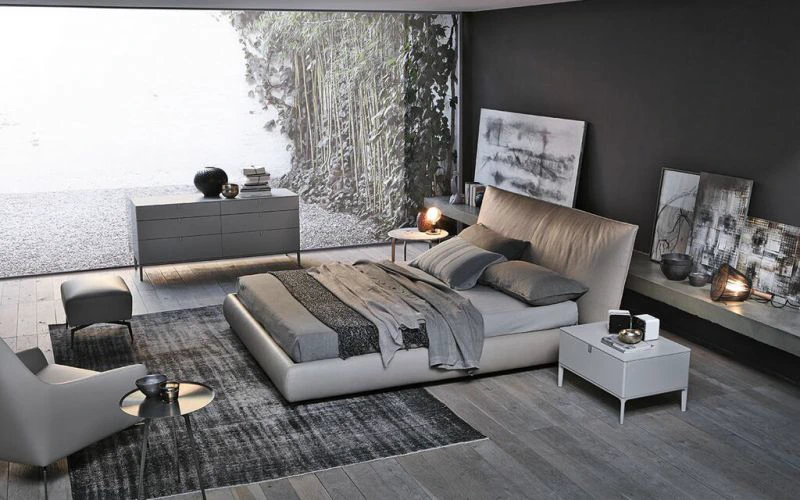 Кровать с мягким изголовьем Suite lSU — Alivar, кожа, фото 3