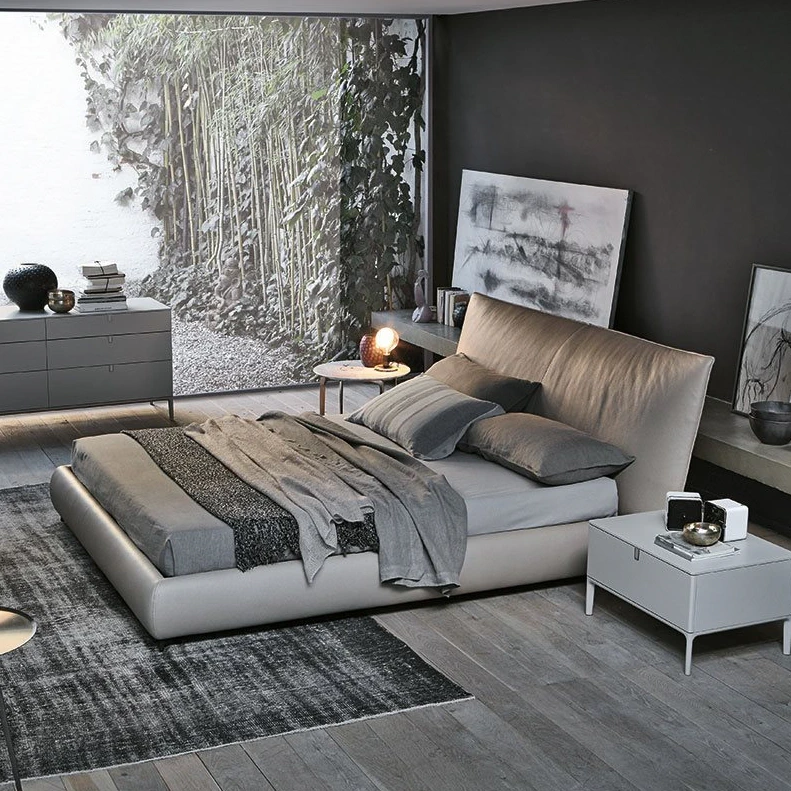 Кровать с мягким изголовьем Suite lSU — Alivar, кожа