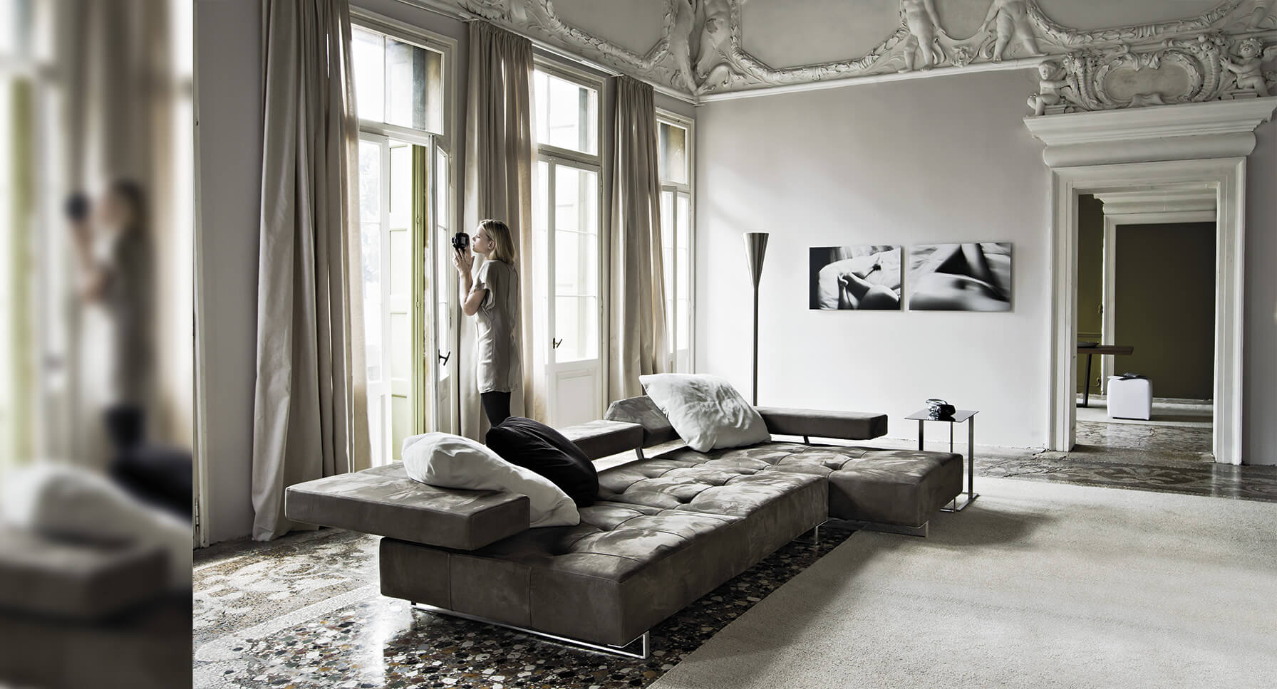 Каркас и наполнение: металл. Современный дизайн Диван Loft — Arketipo, ткань, фото 5
