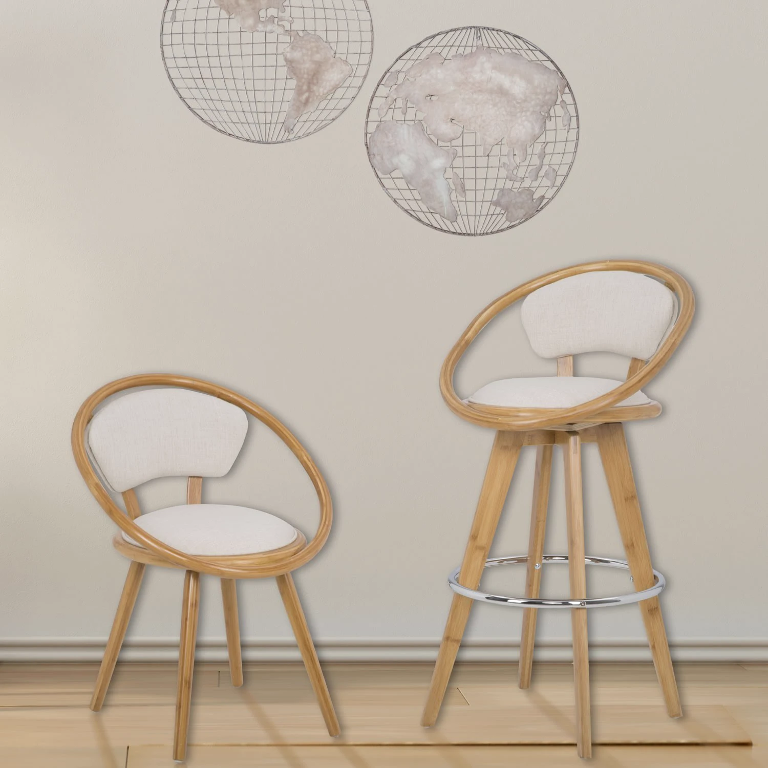 Барный стул Bamboo Globe — Atmosphera, текстиль, фото 4