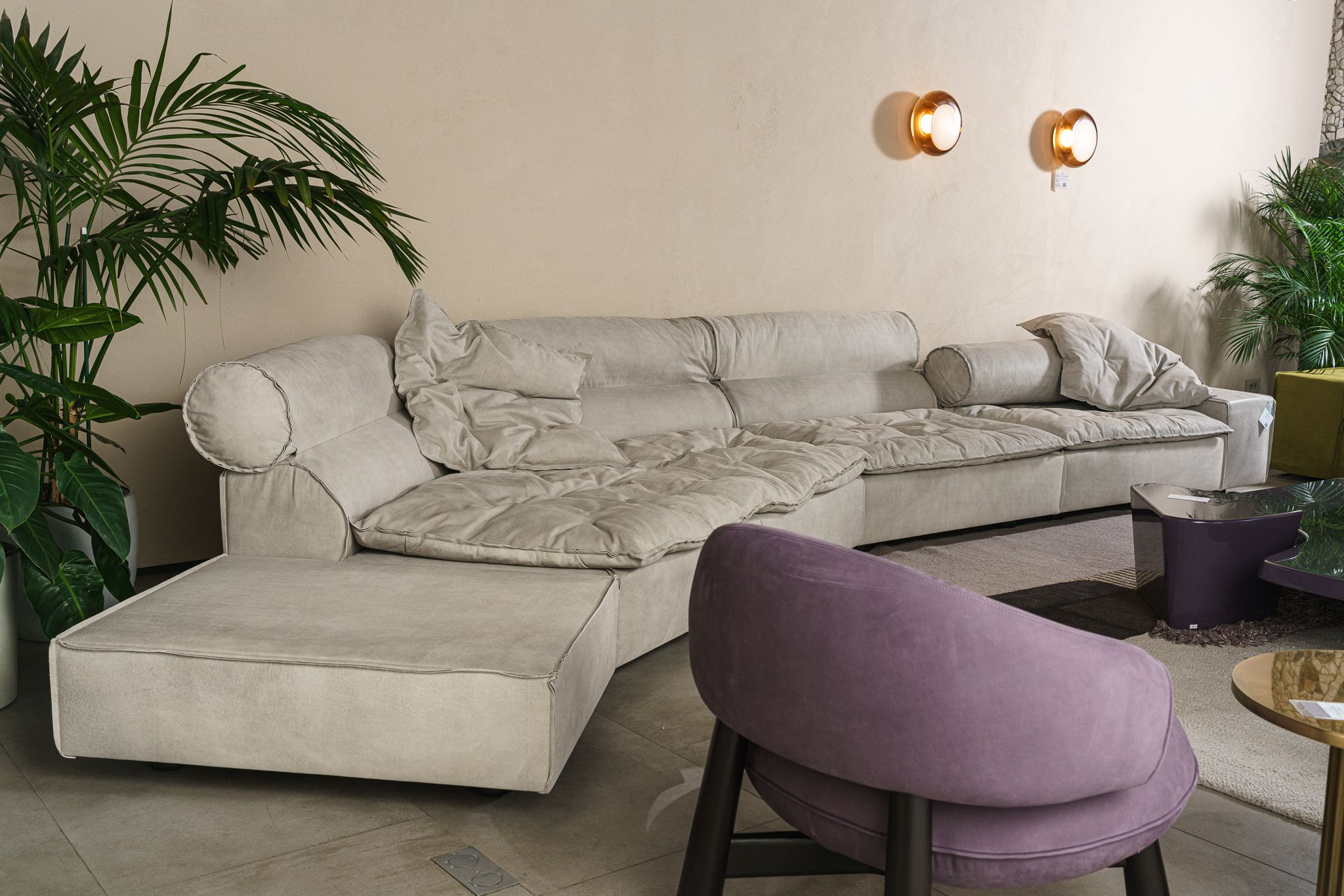 Диван модульный с 4 подушками Miami Soft Bo.Hemian Rice — Baxter, нубук, фото 3