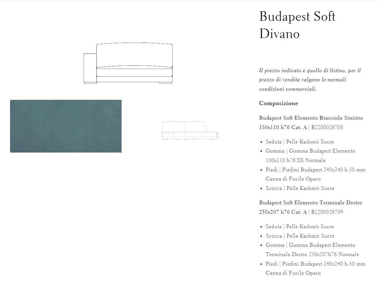 Диван Budapest Soft Kashmir Sucre — Baxter, нубук