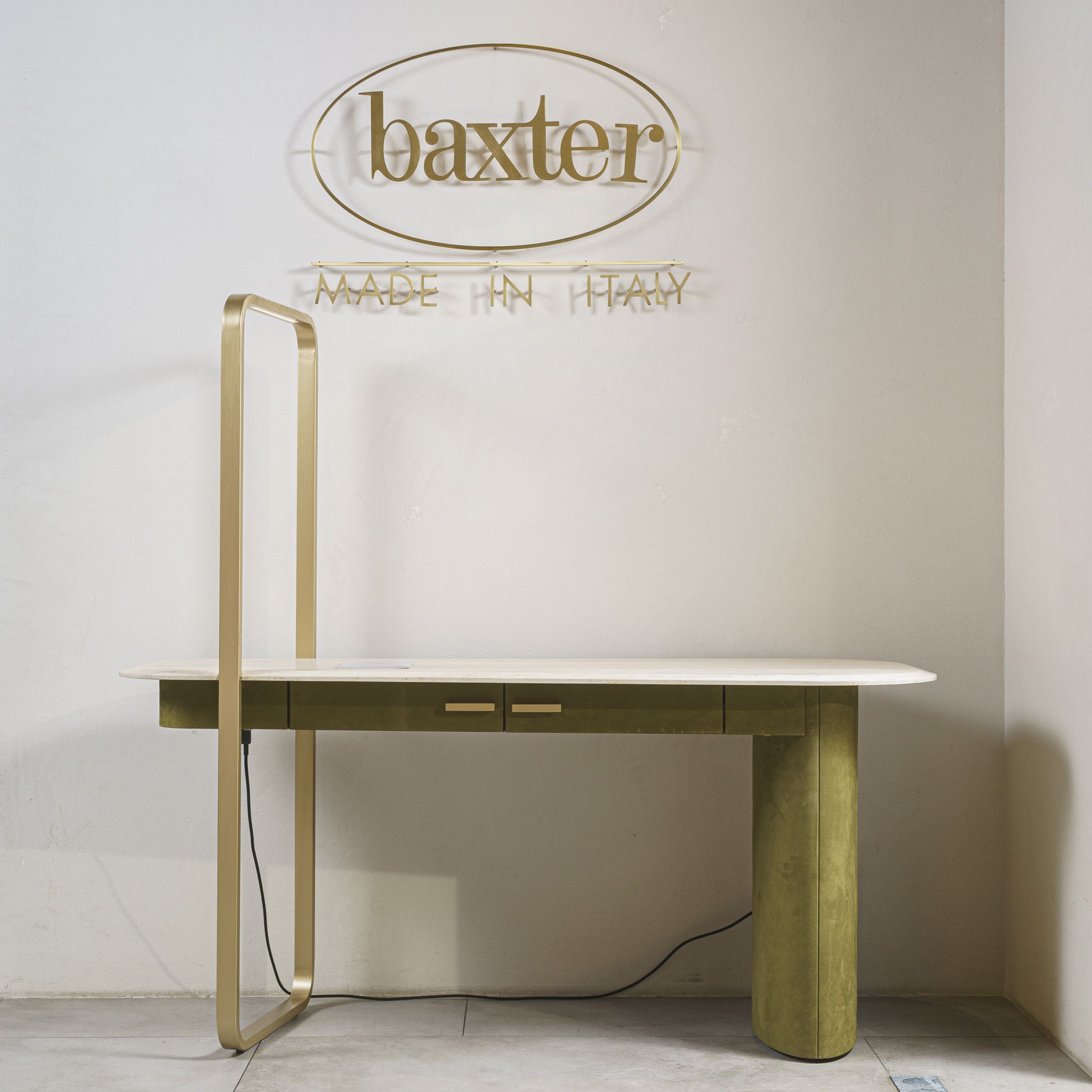Современный дизайн Письменный стол Ellipse Kashmir Olive — Baxter, кожа, фото 2