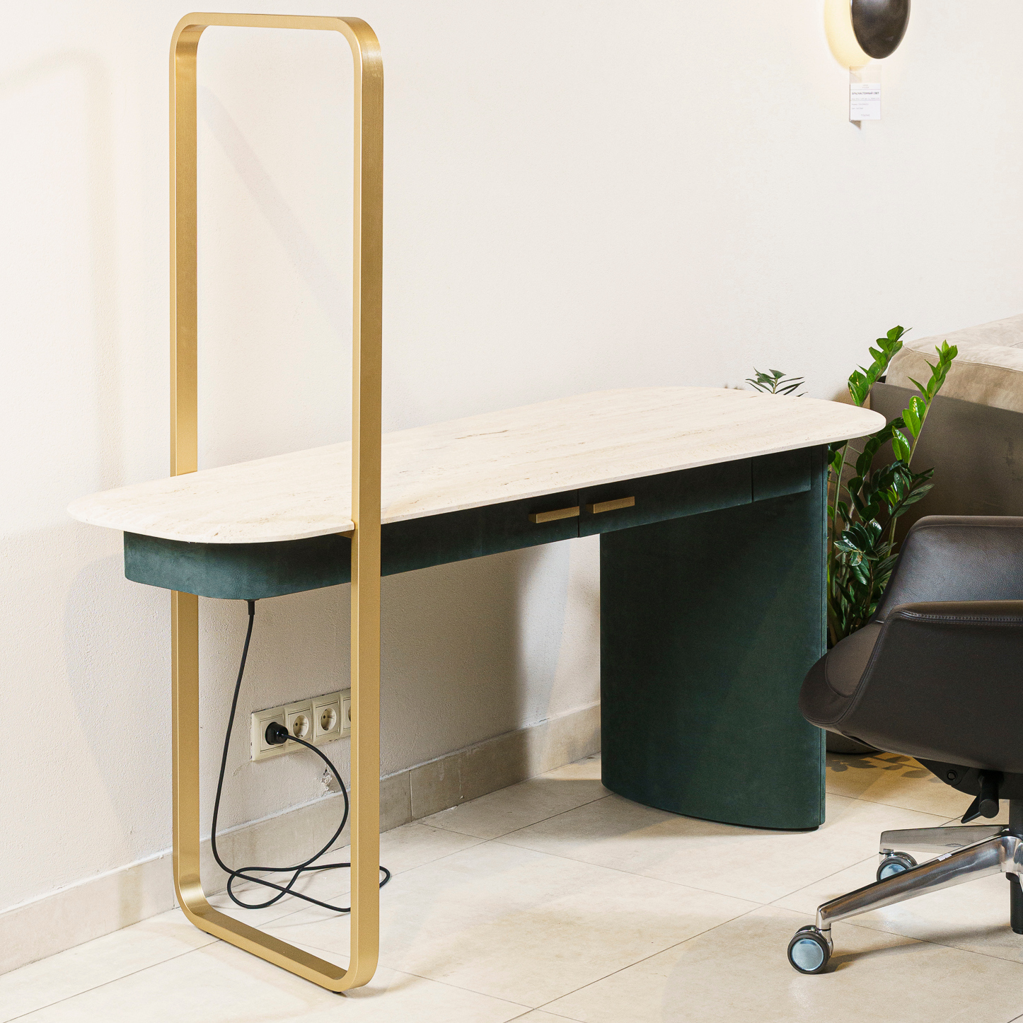Письменный стол Ellipse Nabuck Wood/satin brass — Baxter, кожа, фото 2