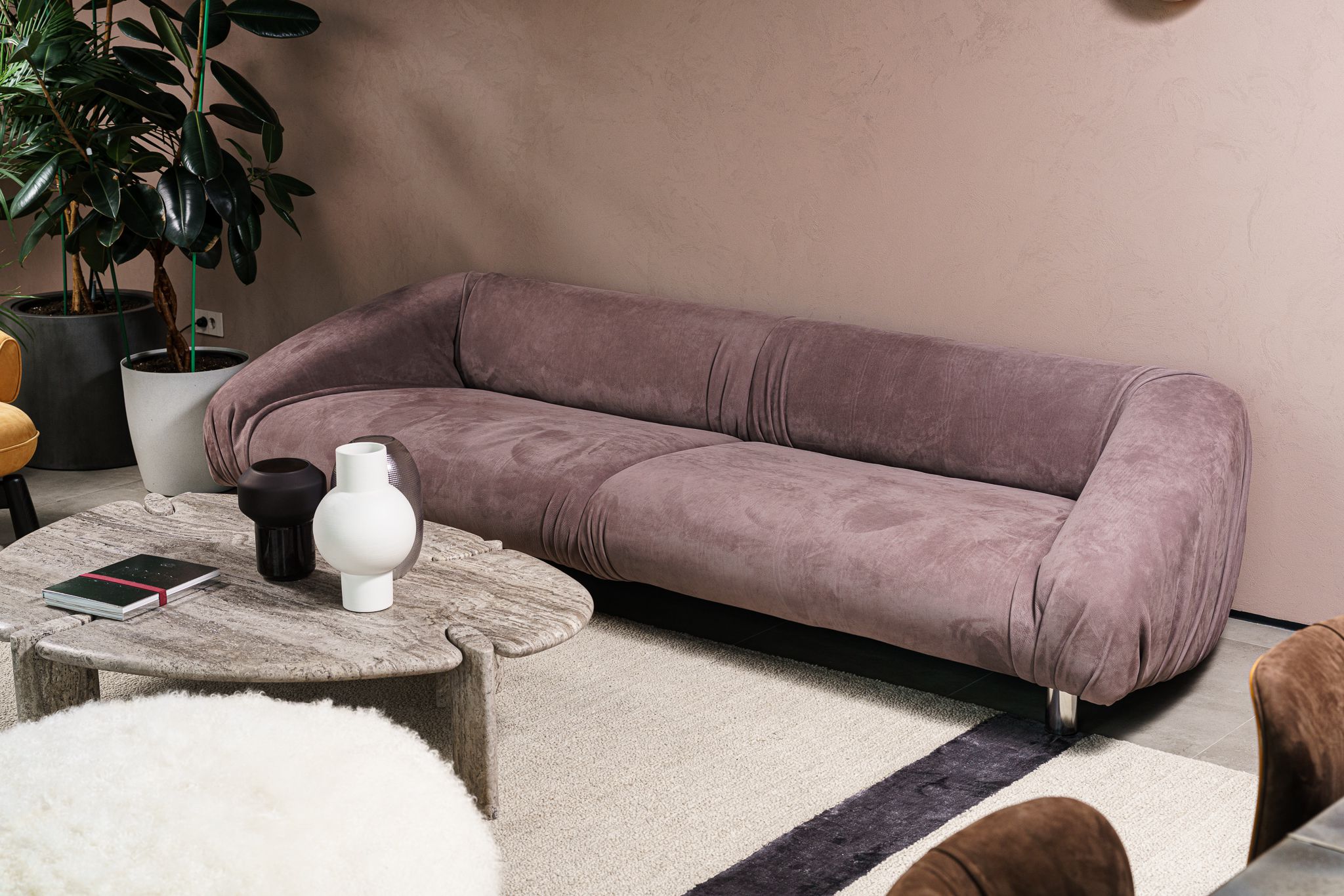 Диван Fold Nabuck Vintage Rose — Baxter, кожа, фото 3