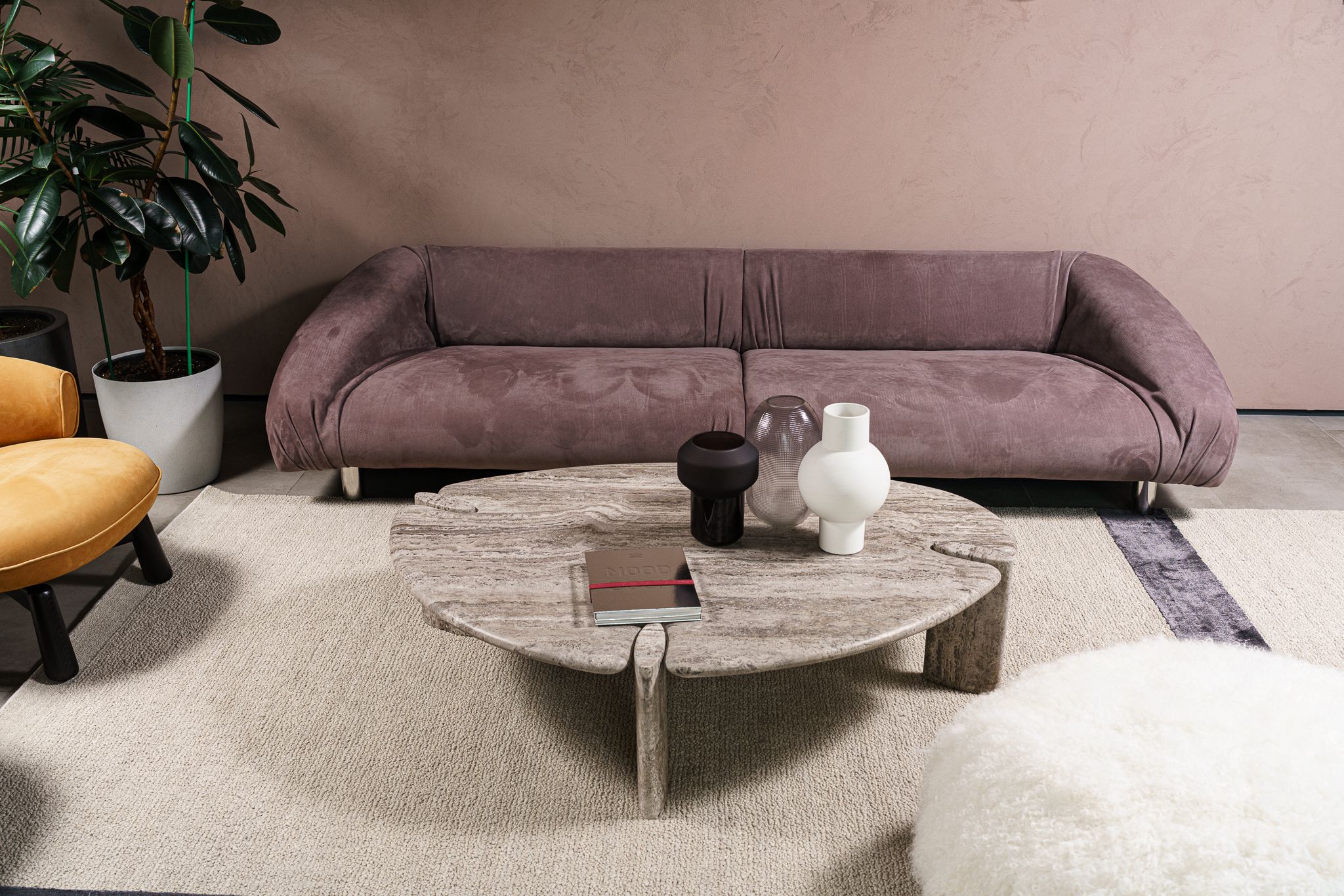 Диван Fold Nabuck Vintage Rose — Baxter, кожа, фото 4