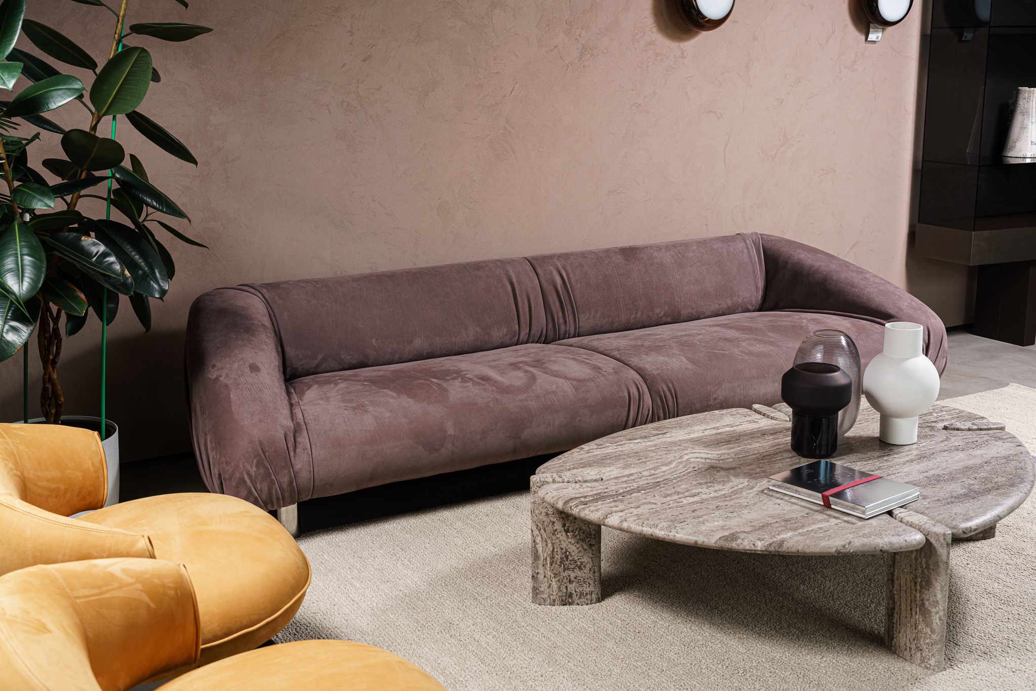 Диван Fold Nabuck Vintage Rose — Baxter, кожа, фото 6