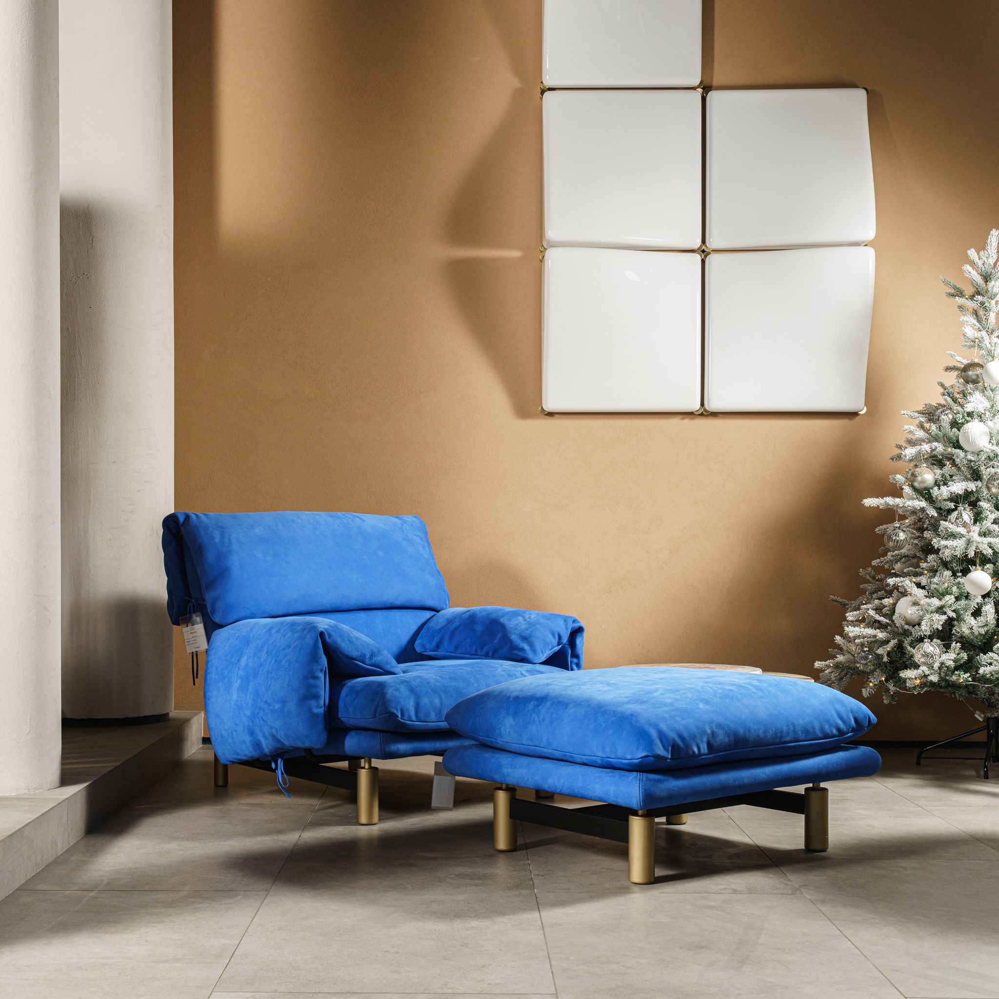 Пуф Jo Electric Blue — Baxter, кожа, фото 3