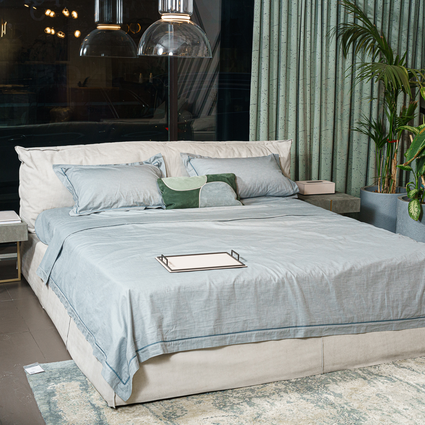Кровать Paris Slim 180 Bo.Hemian Rice — Baxter, нубук, фото 2
