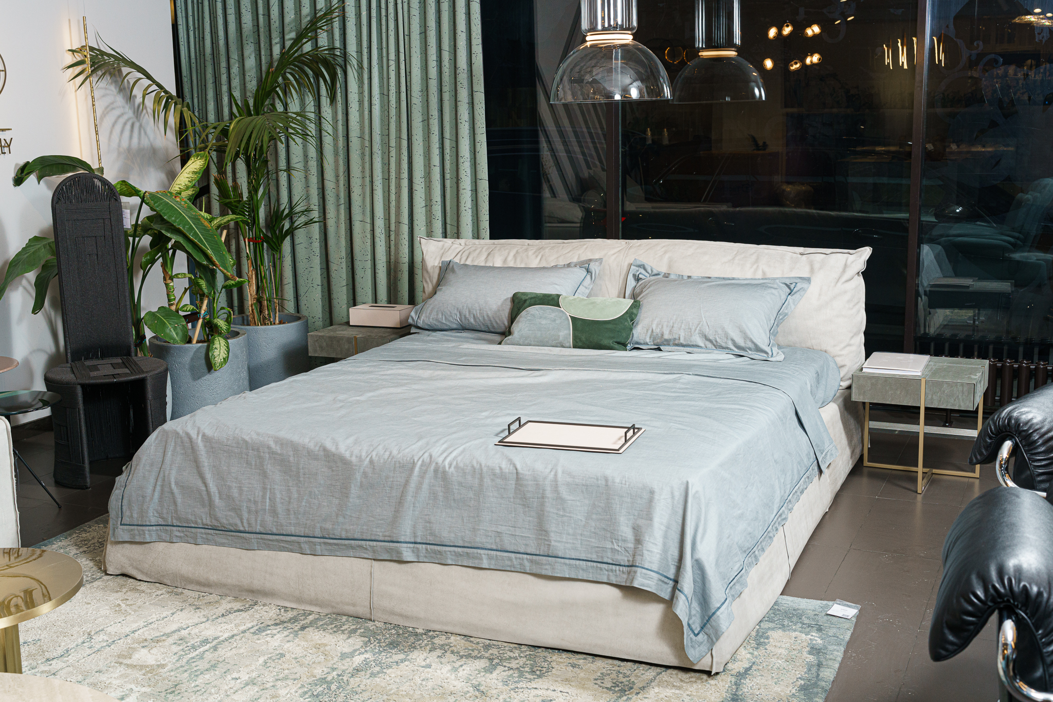 Кровать Paris Slim 180 Bo.Hemian Rice — Baxter, нубук, фото 3