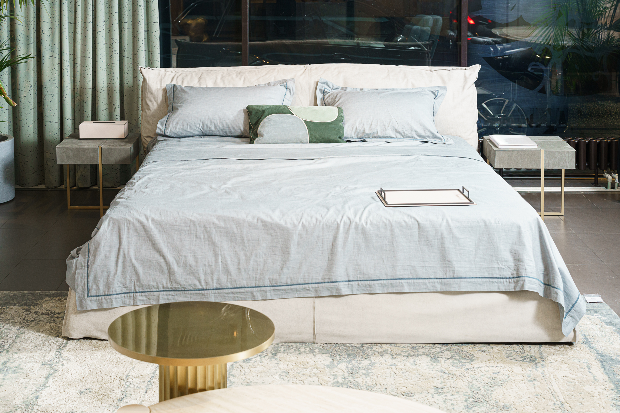 Кровать Paris Slim 180 Bo.Hemian Rice — Baxter, нубук, фото 4