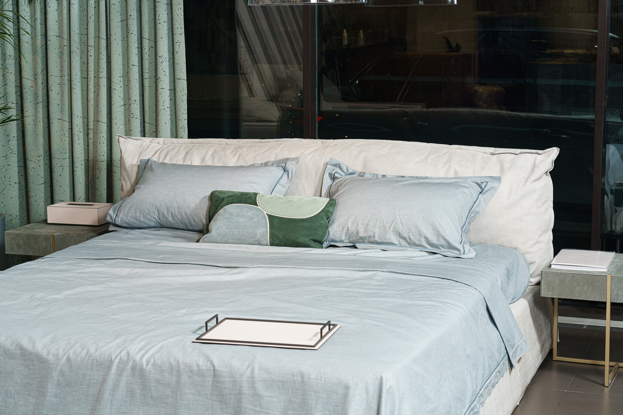 Кровать Paris Slim 180 Bo.Hemian Rice — Baxter, нубук, фото 5