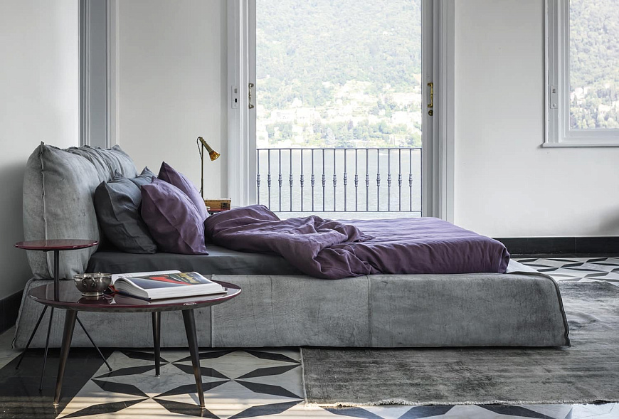 Кровать Paris Slim 180 Kashmir Ciment — Baxter, нубук, фото 5