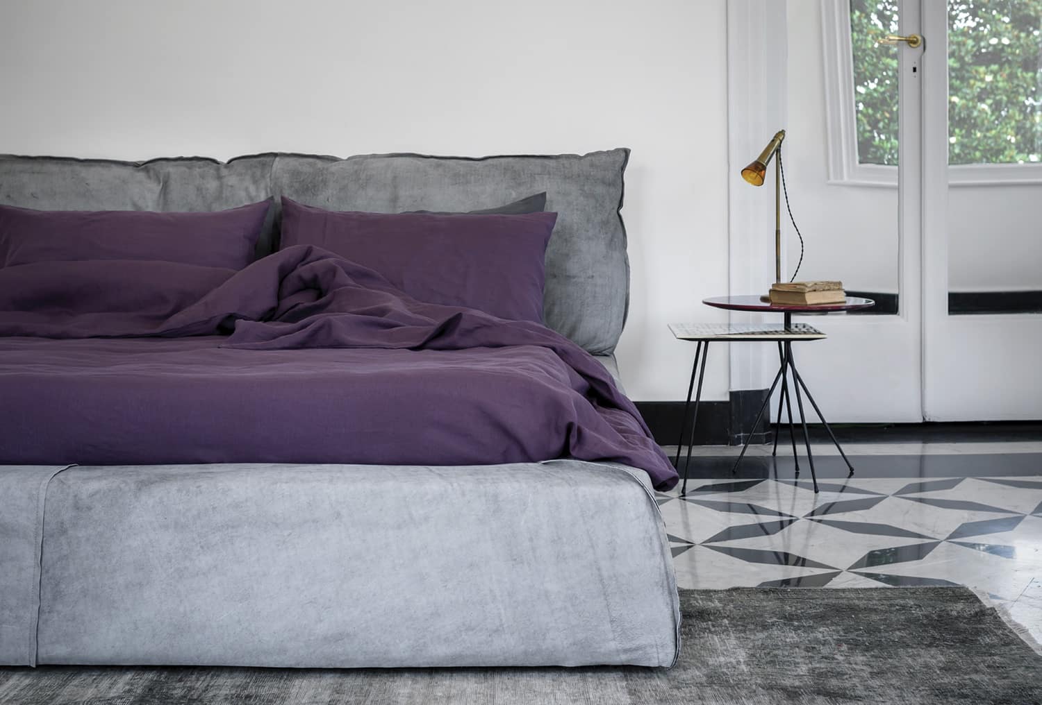Кровать Paris Slim 180 Kashmir Ciment — Baxter, нубук, фото 6