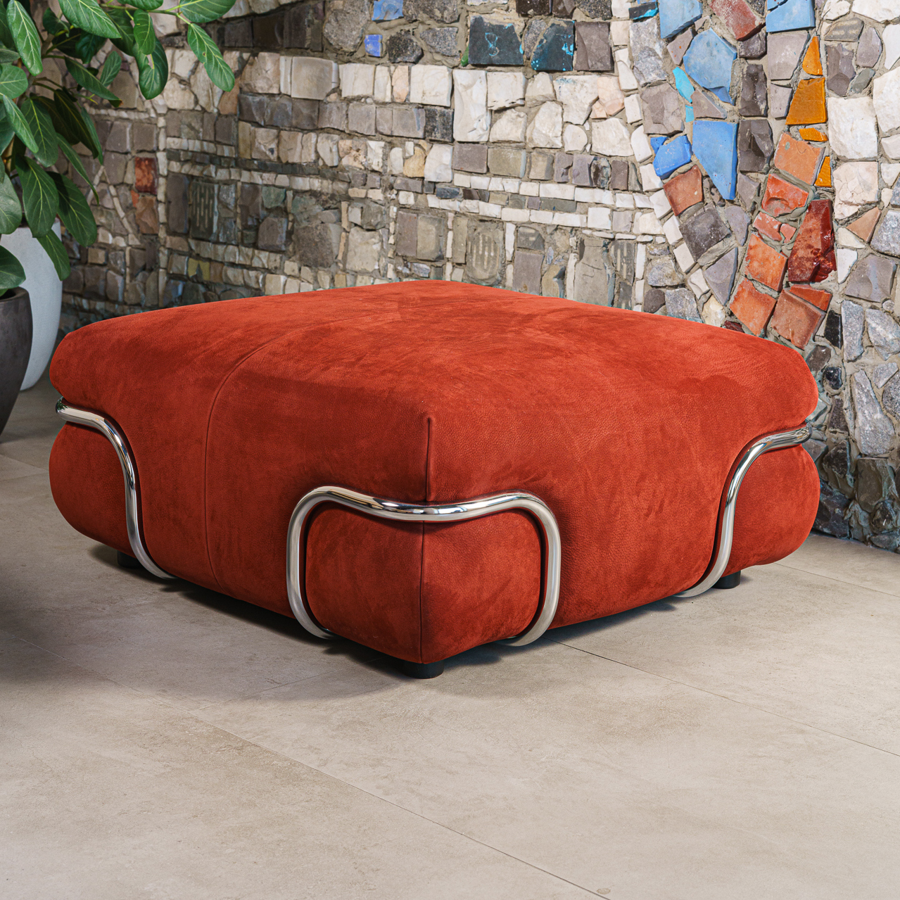 Пуф So Soft Nabuck Rhubarb — Baxter, дерево, фото 2