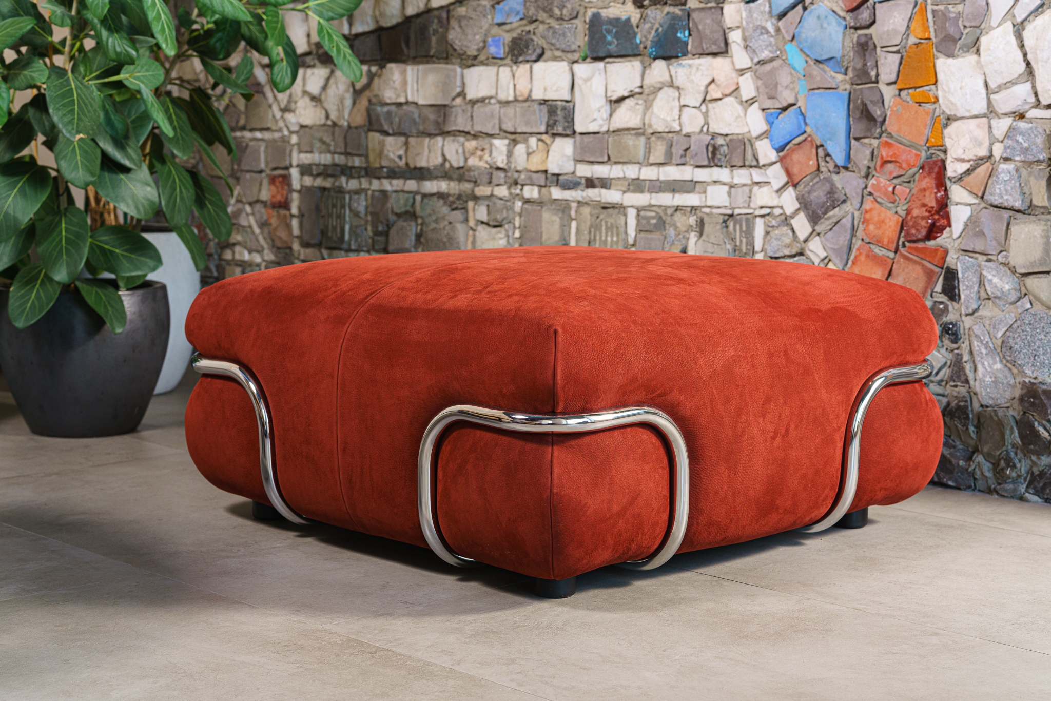 Пуф So Soft Nabuck Rhubarb — Baxter, дерево, фото 3