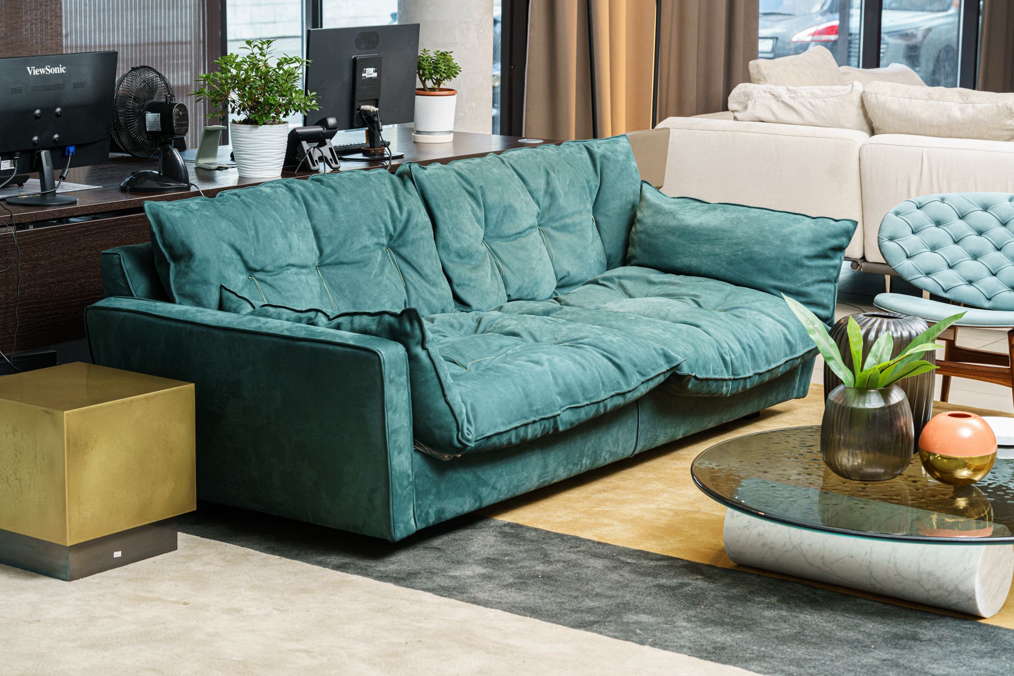 Двухместный диван Sorrento Kashmir Jade — Baxter, кожа, фото 4