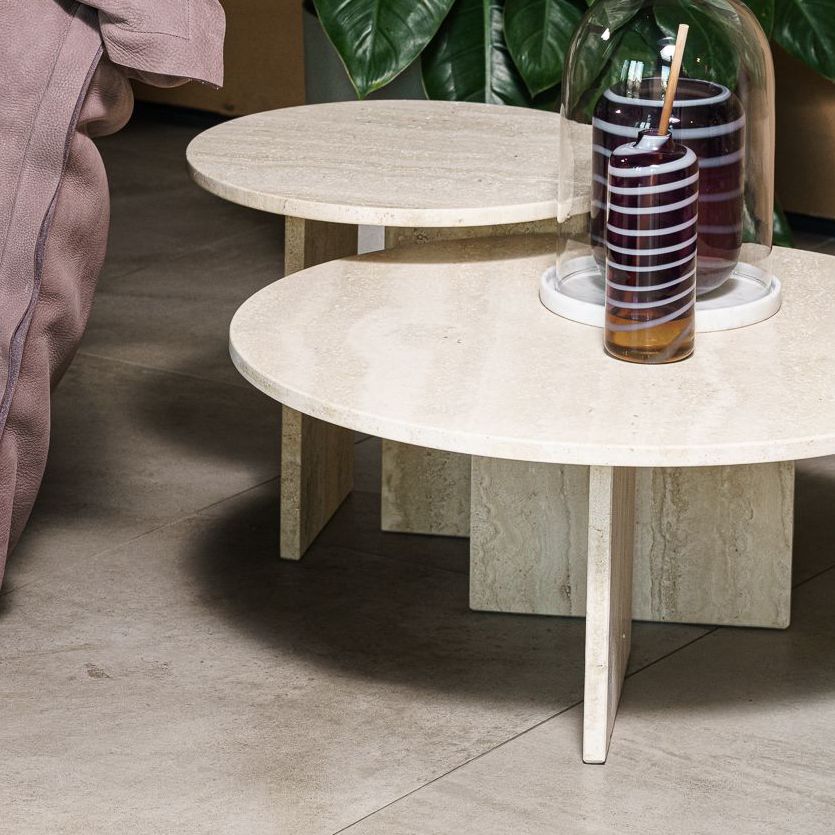 Журнальный столик Tebe Travertino white — Baxter, стекло, фото 2