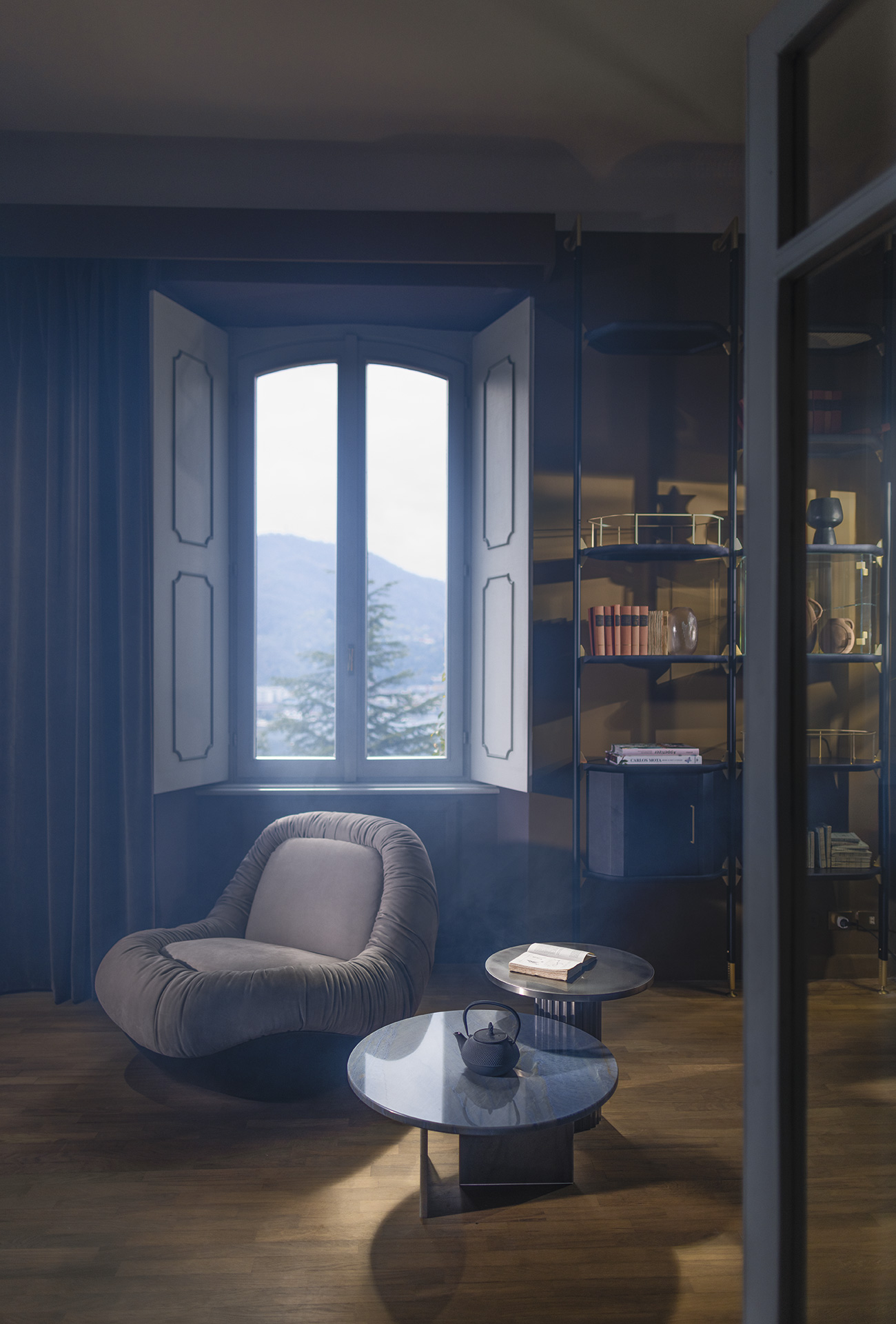 Журнальный столик Tebe Travertino white — Baxter, стекло, фото 6