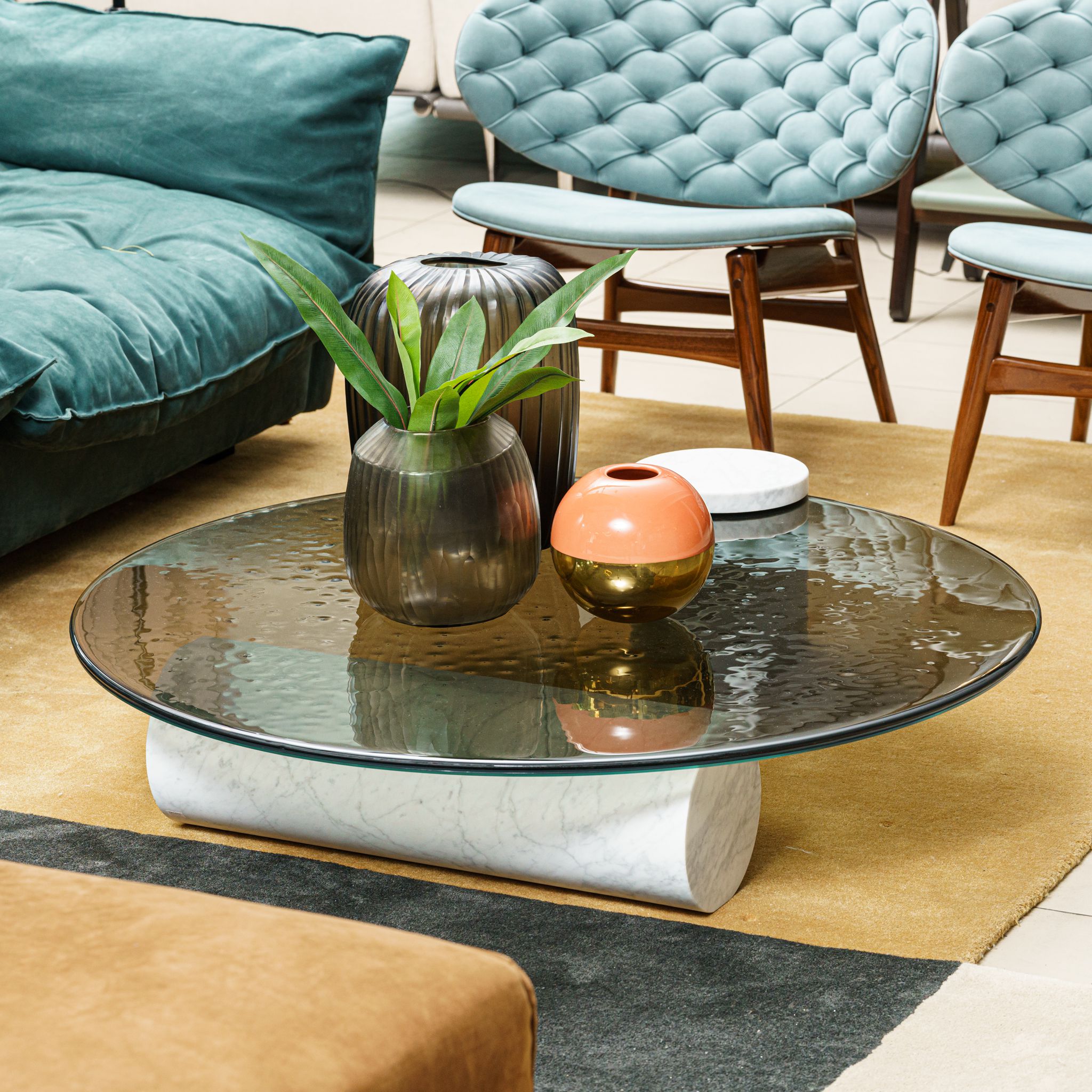 Современный дизайн Журнальный столик Verre Bianco Giola marble — Baxter, мрамор, фото 4