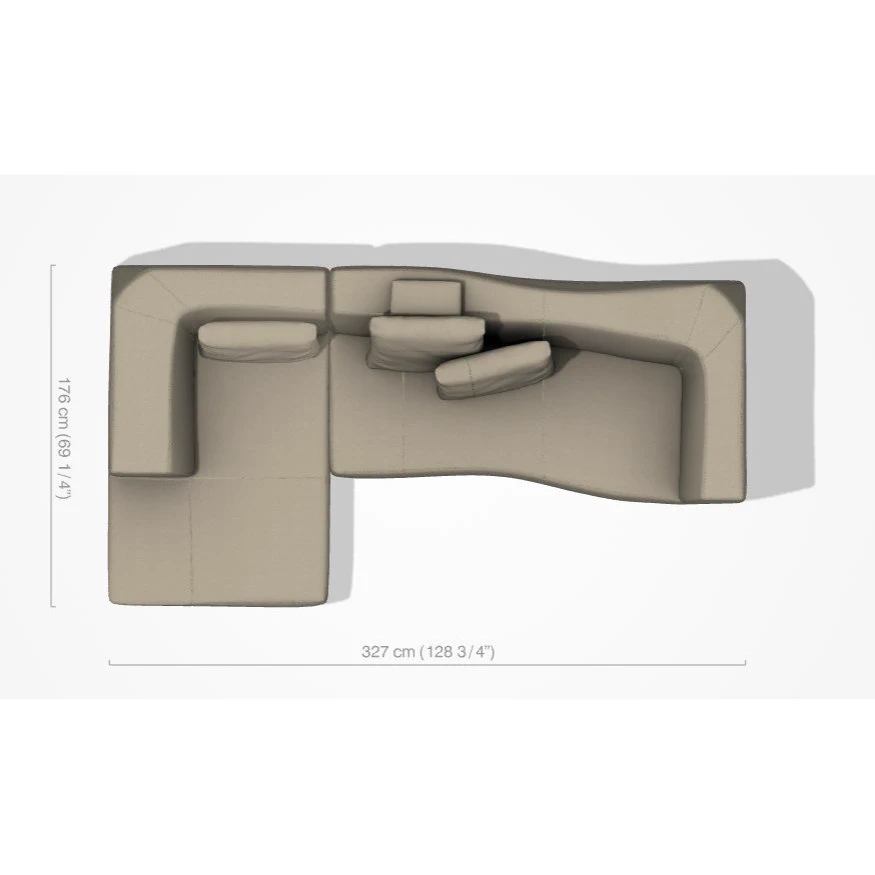 Каркас и наполнение: металл. Современный дизайн Диван Bend-Sofa 102 LEANDRO ECRU — B&B Italia, кожа, фото 2