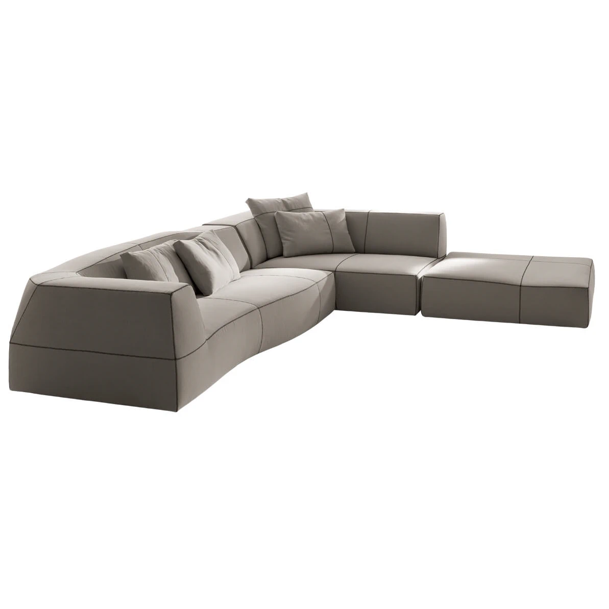 Каркас и наполнение: металл. Современный дизайн Диван Bend-Sofa 102 LEANDRO ECRU — B&B Italia, кожа
