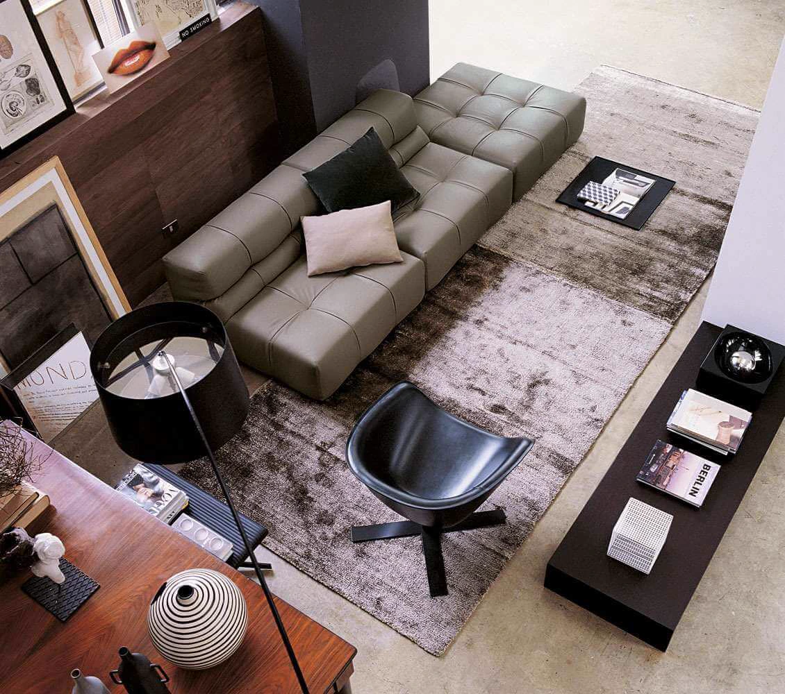 Каркас и наполнение: металл, пух. Современный дизайн Диван Tufty-Time Leather — B&B Italia, кожа, фото 3