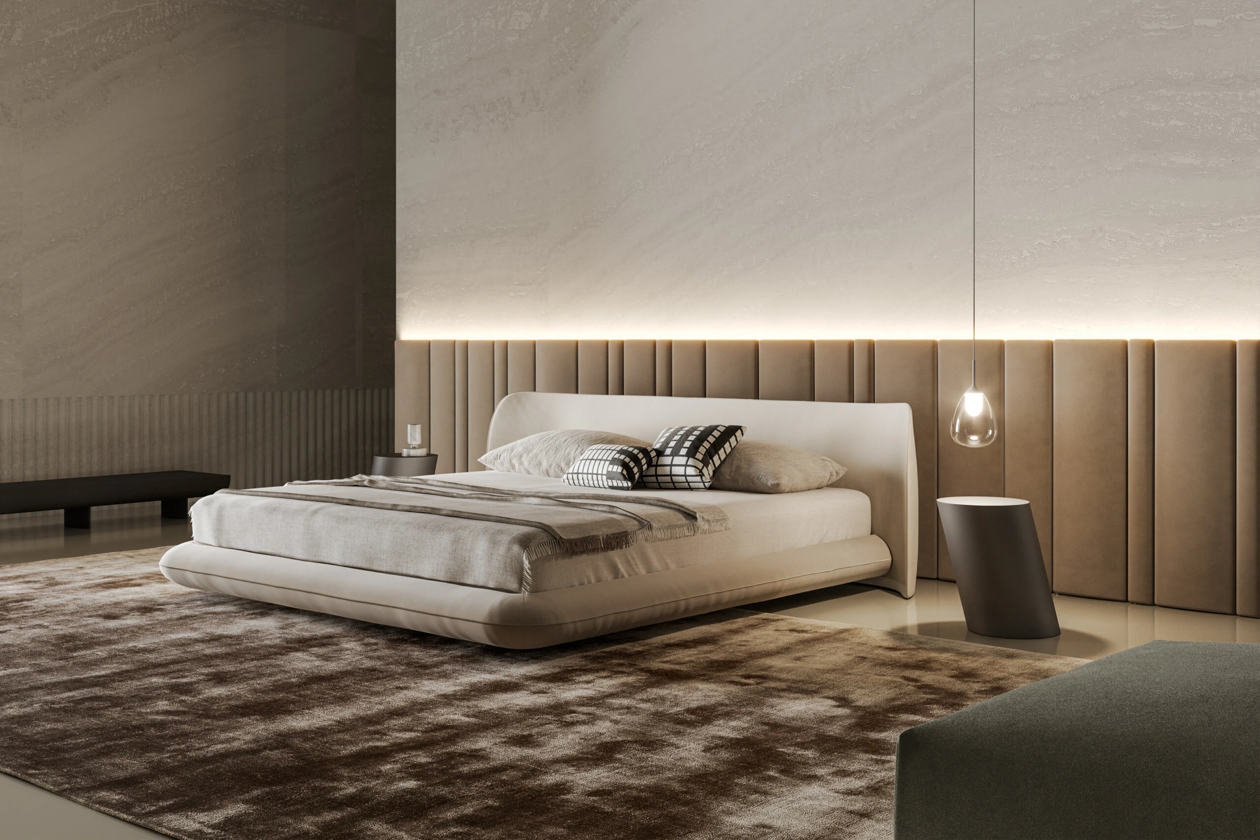 Современный дизайн Кровать Nubo — Bonaldo, кожа, фото 2