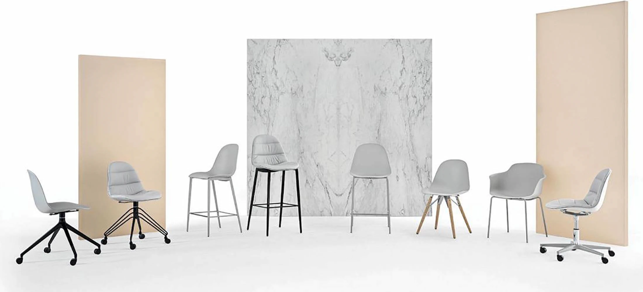 Каркас и наполнение: металл. Современный дизайн Барный стул Mood barstool covered — Bontempi, нубук, фото 2