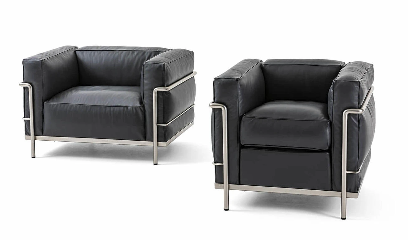 Каркас и наполнение: металл. Современный дизайн Кресло 002 LC2/ 003 LC3 Fauteuil Grand Confort Durable — Cassina, металл, фото 3