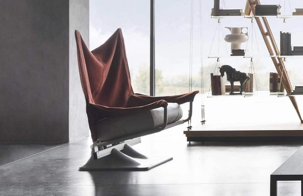 Каркас и наполнение: металл. Современный дизайн Кресло 650 Aeo — Cassina, кожа, фото 3