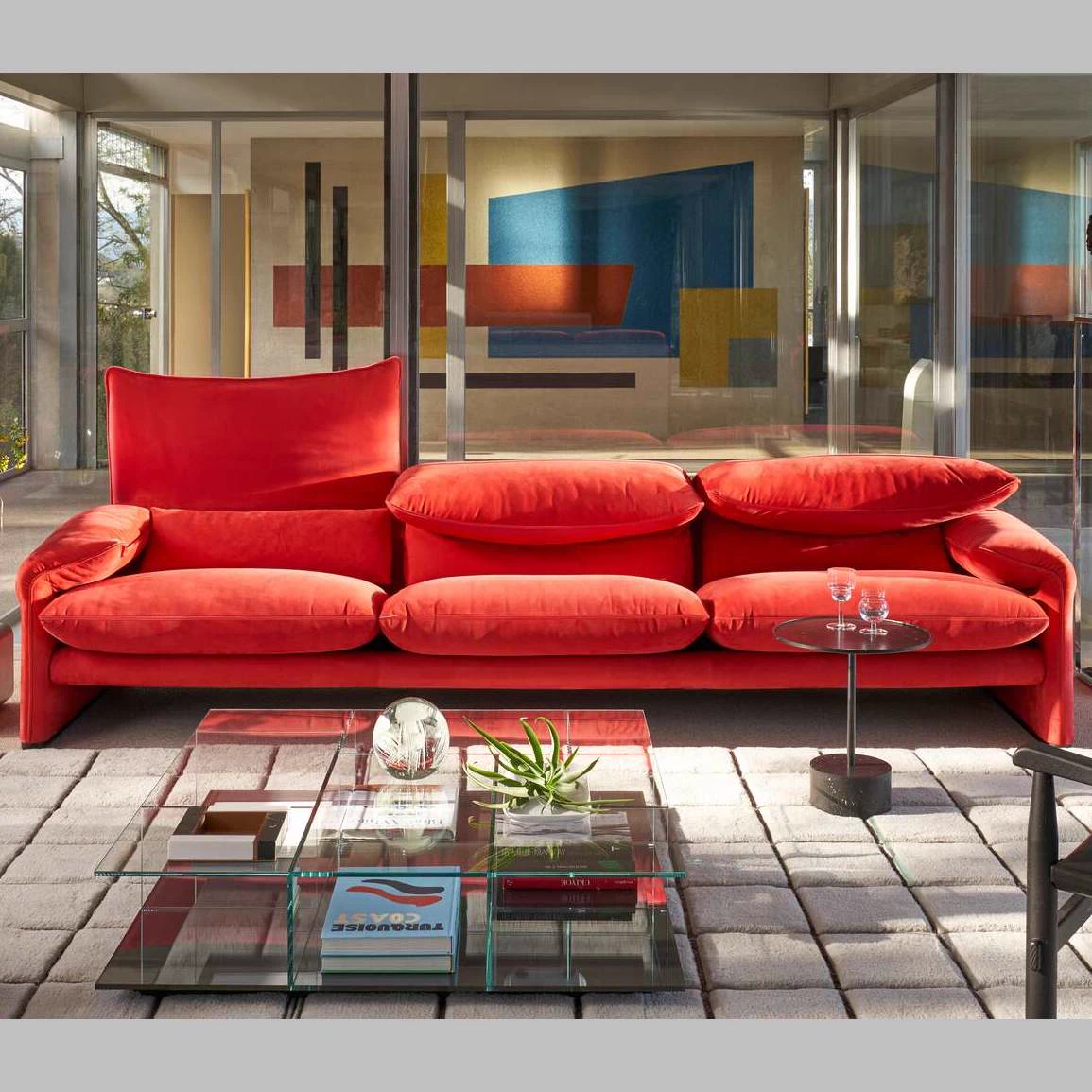 Каркас и наполнение: металл. Современный дизайн Диван Maralunga 50 — Cassina, кожа