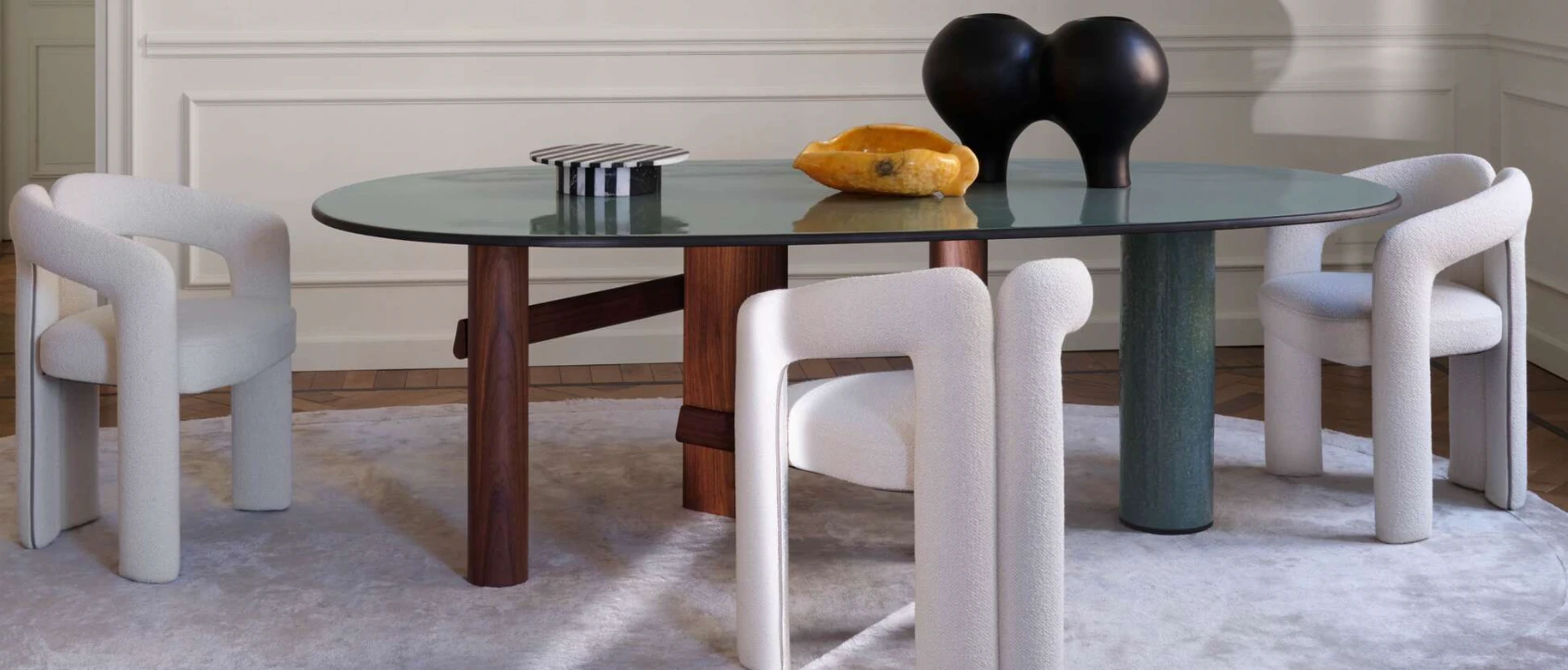 Каркас и наполнение: дерево. Современный дизайн Стол Sengu — Cassina, мрамор, фото 4