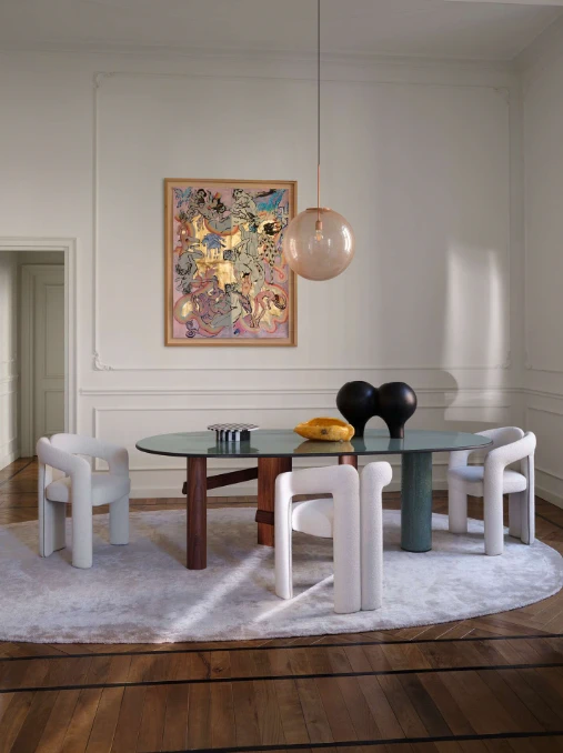 Каркас и наполнение: дерево. Современный дизайн Стол Sengu — Cassina, мрамор, фото 5