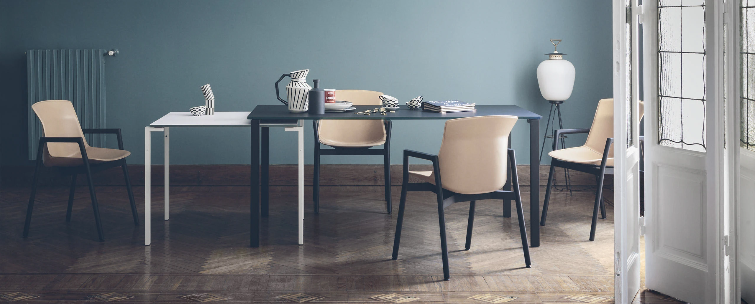Каркас и наполнение: металл. Современный дизайн Стол W31_32 1=2 — Cassina, стекло, фото 4