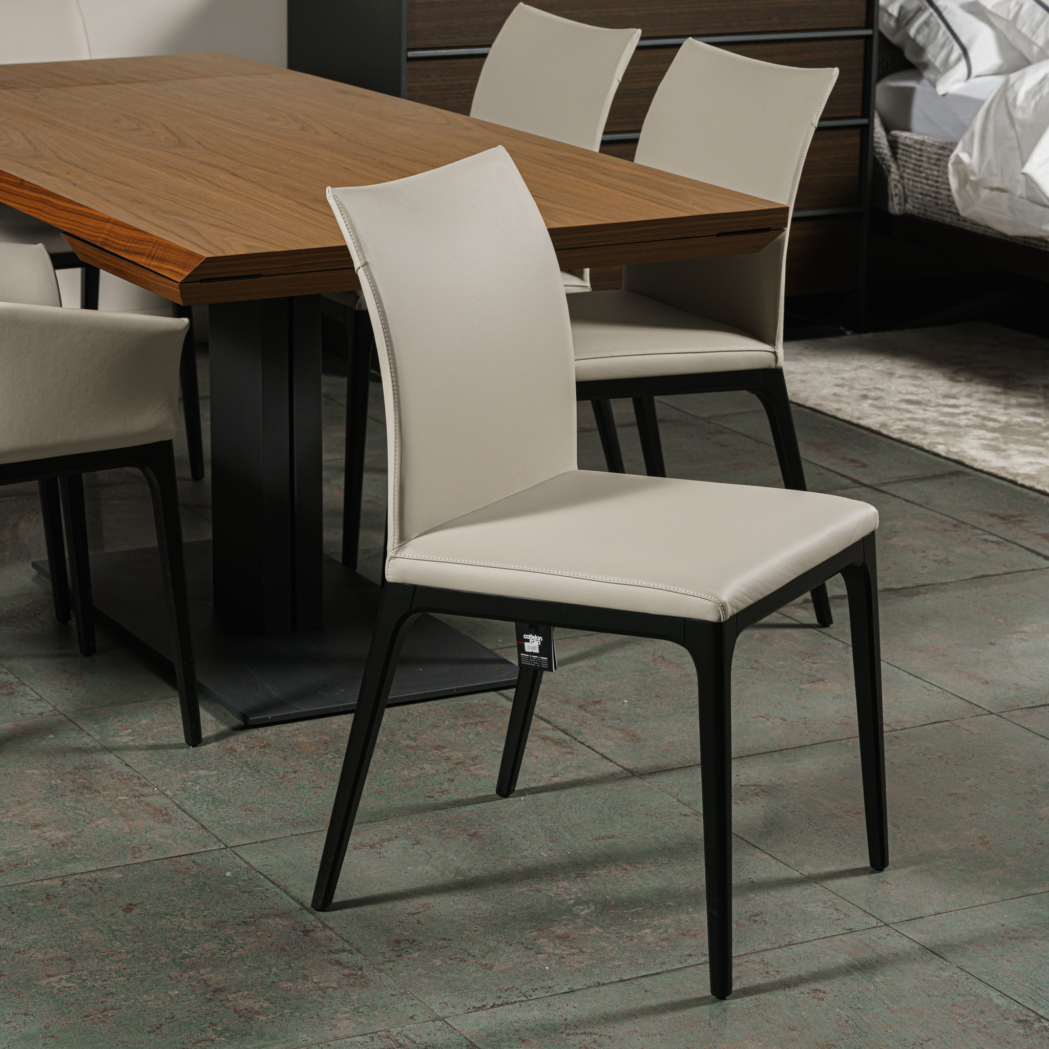 Стул без подлокотников Arcadia pelle 948 lino/nero — Cattelan Italia, кожа, фото 2