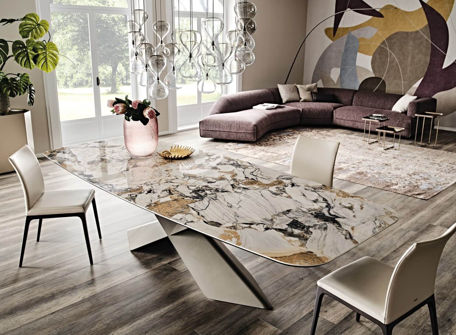 Стул без подлокотников Arcadia pelle 948 lino/nero — Cattelan Italia, кожа