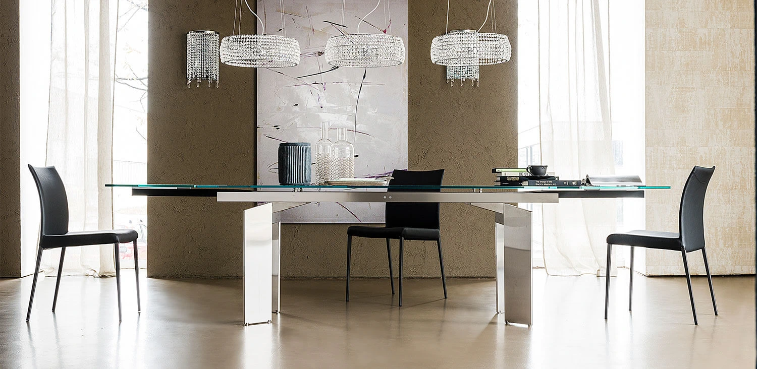 Каркас и наполнение: металл. Современный дизайн Стол Elan Drive — Cattelan Italia, стекло, фото 6