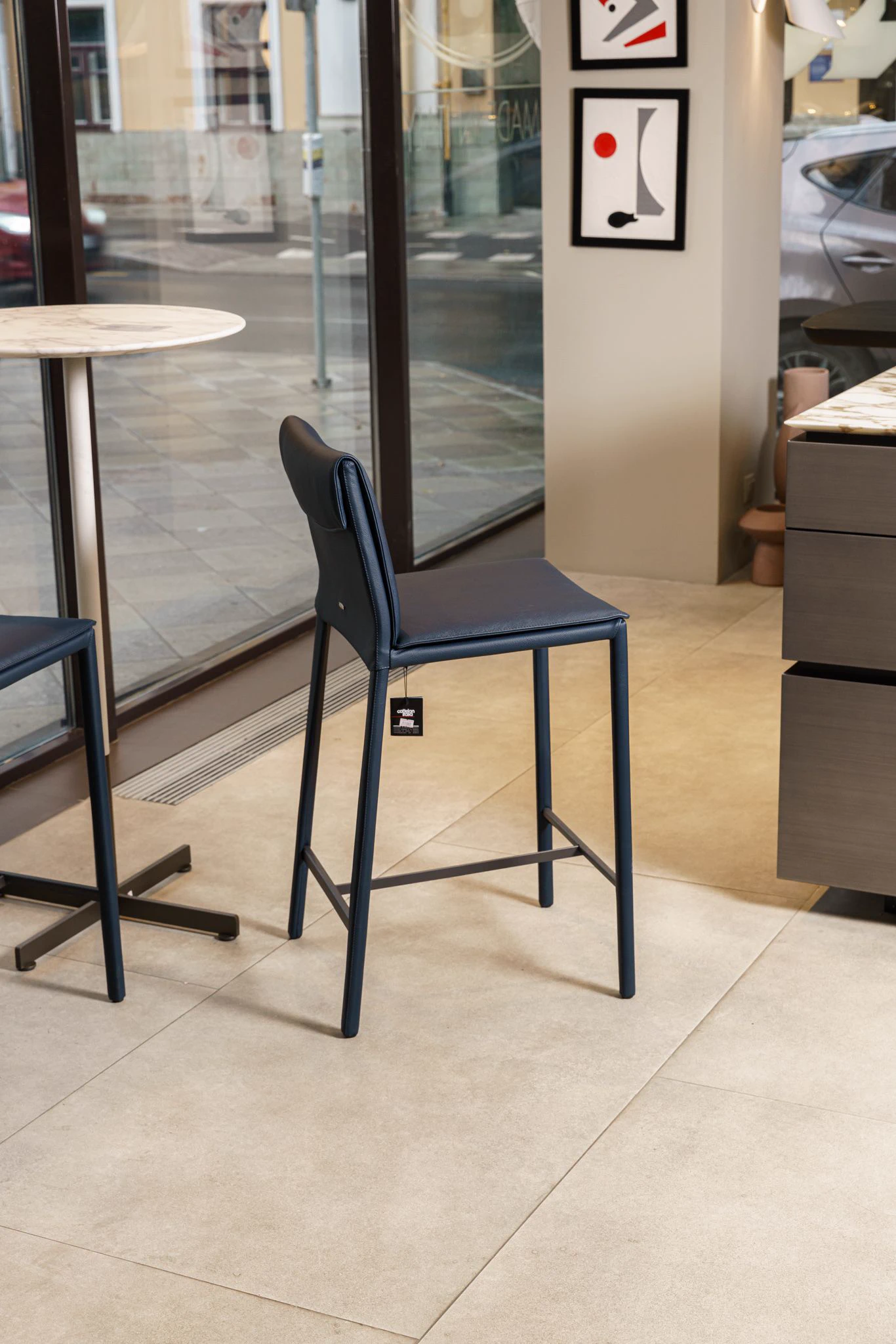 Барный стул Isabel B Pelle 940 Navy — Cattelan Italia, кожа, фото 4
