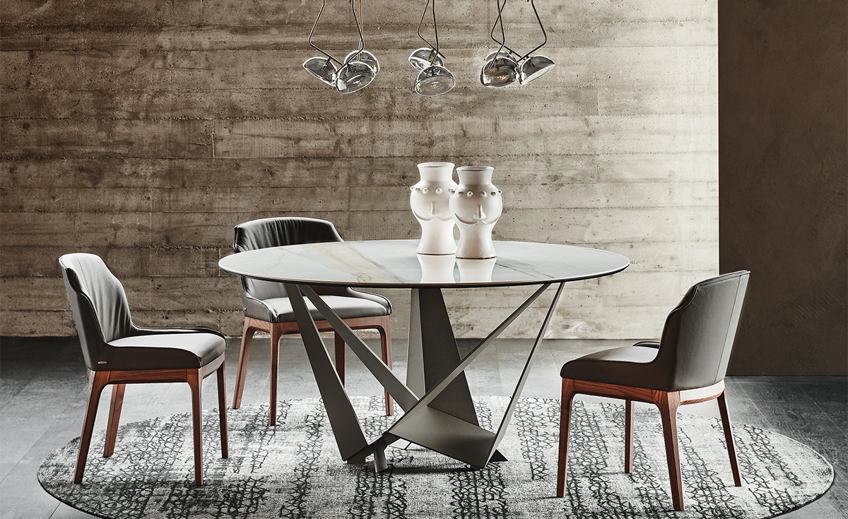 Каркас и наполнение: металл. Современный дизайн Стол Skorpio Keramik Round — Cattelan Italia, керамика, фото 2