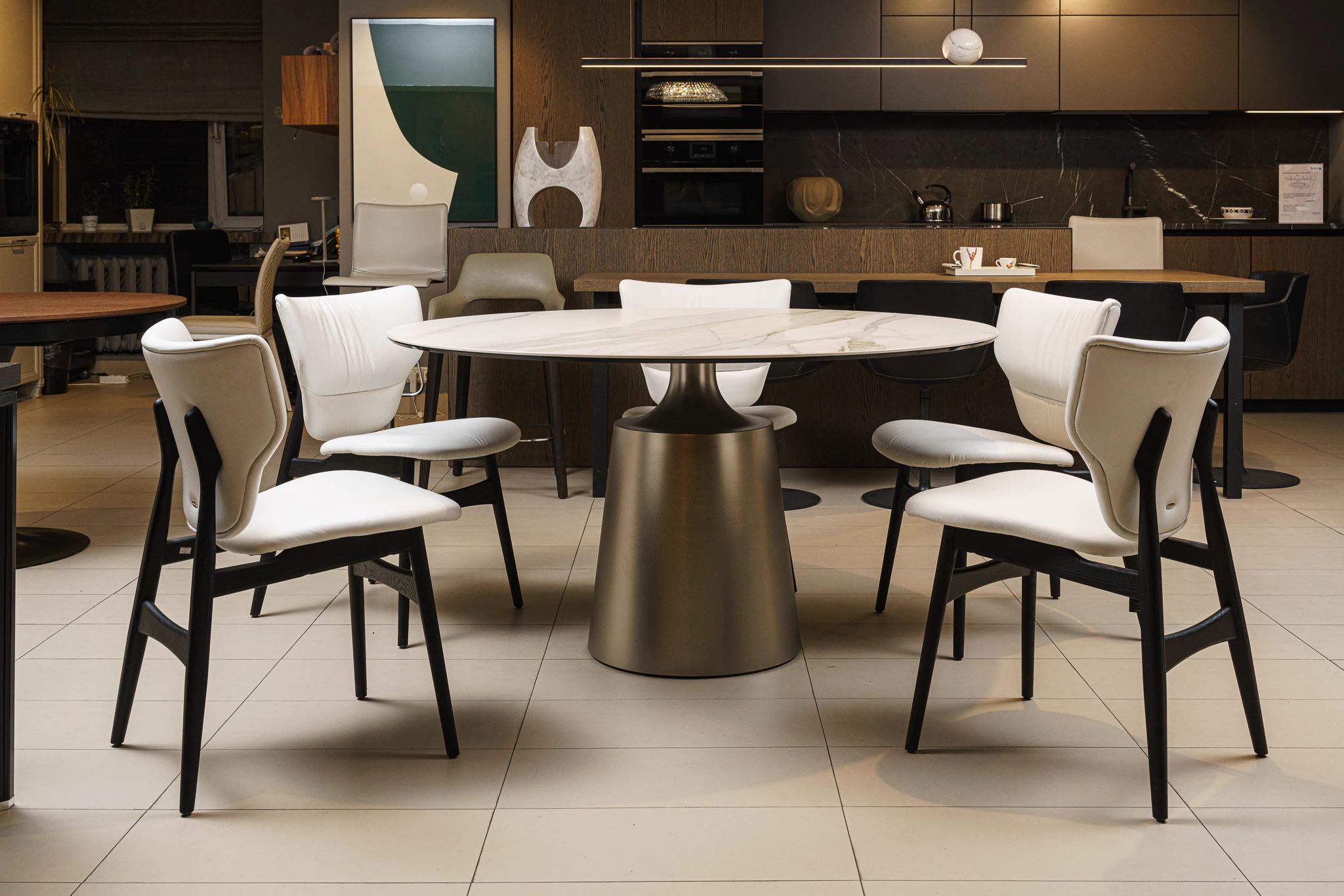 Стол Yoda Keramik Round KM05 Golden — Cattelan Italia, стекло, фото 4