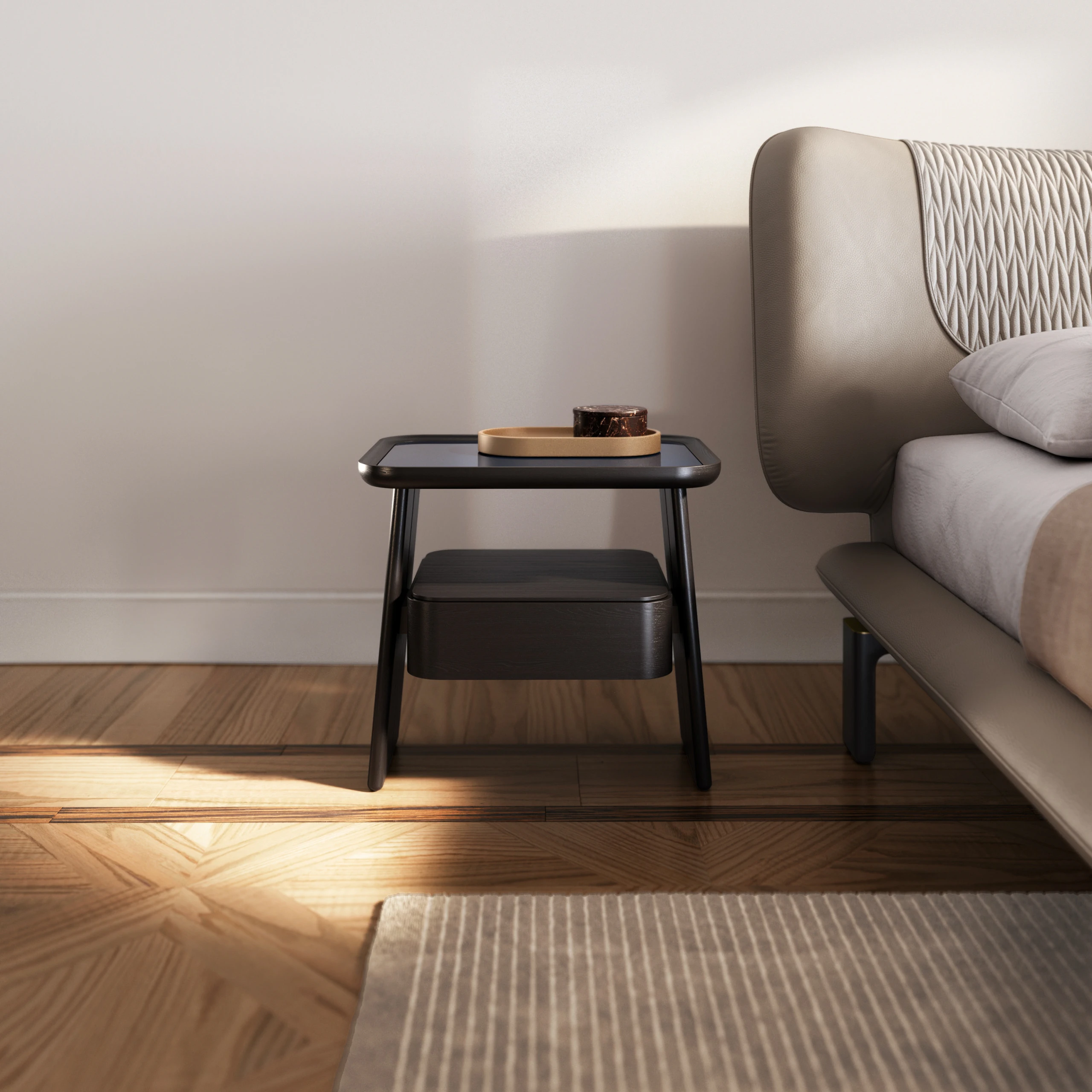 Прикроватная тумбочка DUO Bedside Table — Ceccotti, кожа, фото 6