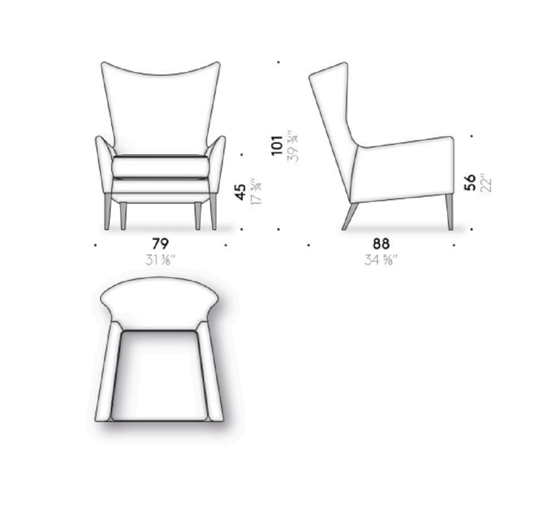 Кресло с пуфом Wingback — De Padova, кожа, фото 5