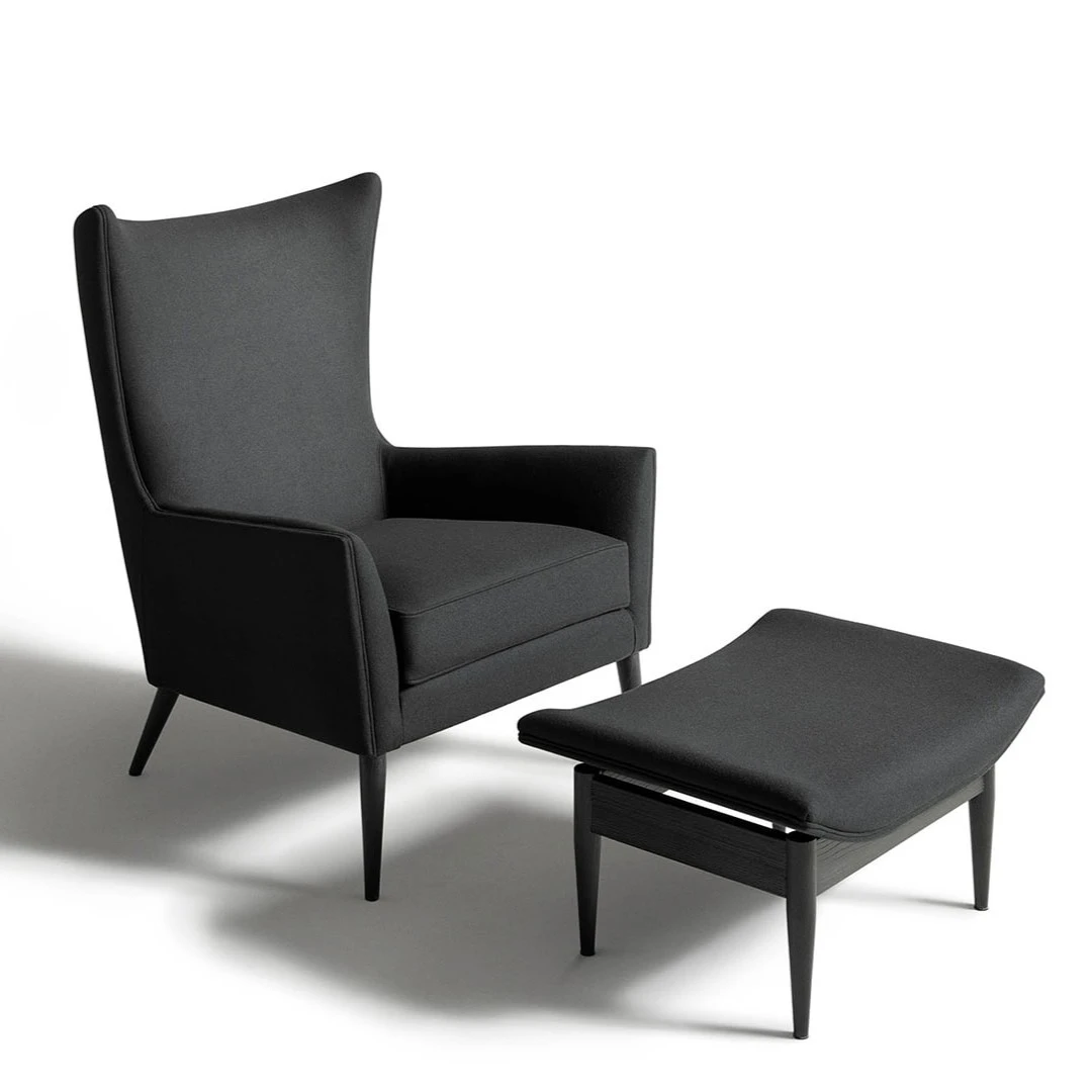 Кресло с пуфом Wingback — De Padova, кожа