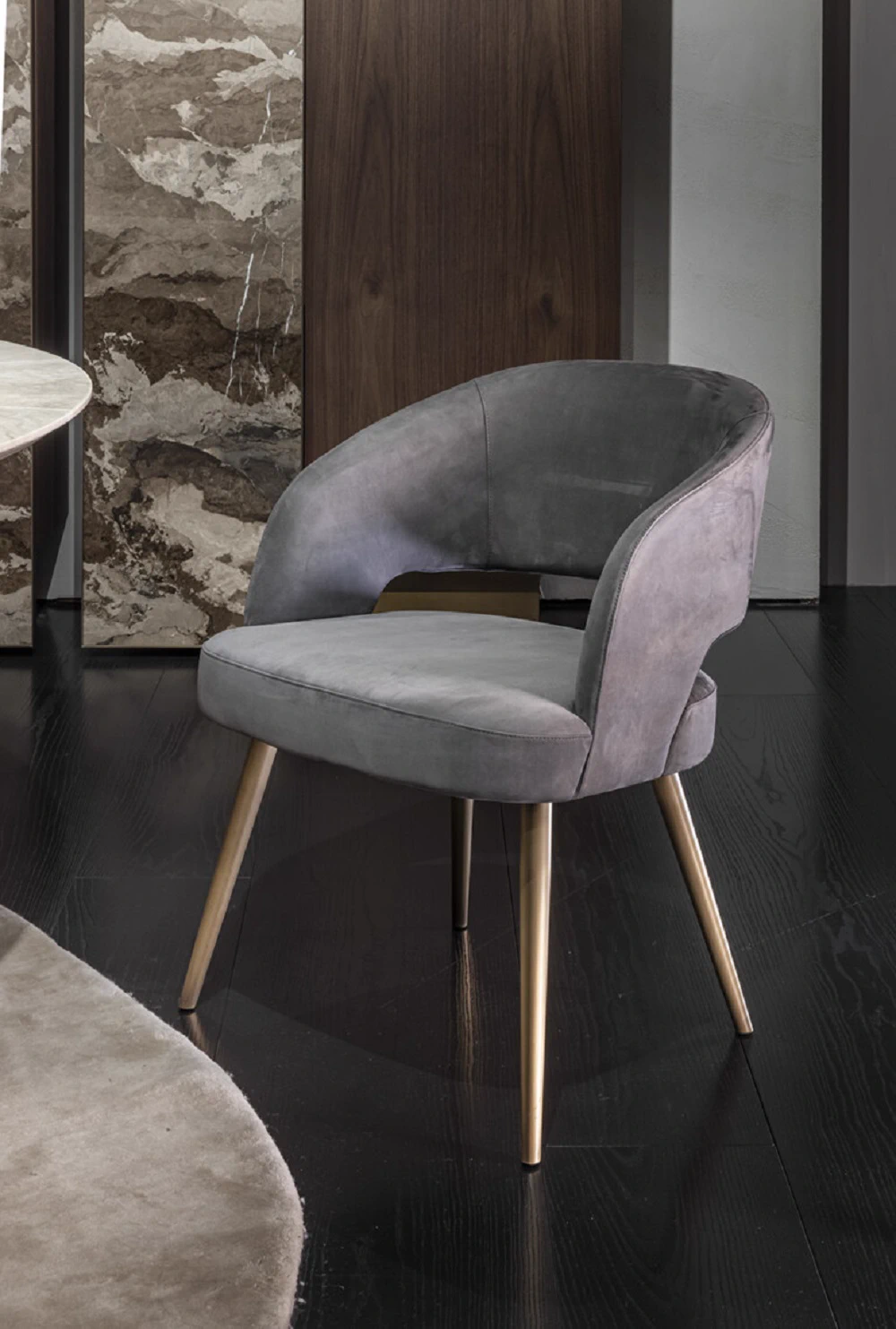 Каркас и наполнение: латунь. Стиль ар-деко Стул Thalis — Emmemobili, кожа, фото 2