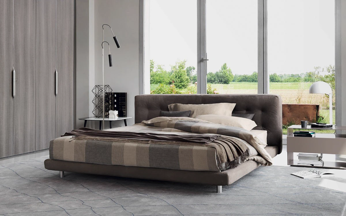 Стеганая кровать Doze — Flou, кожа, фото 2