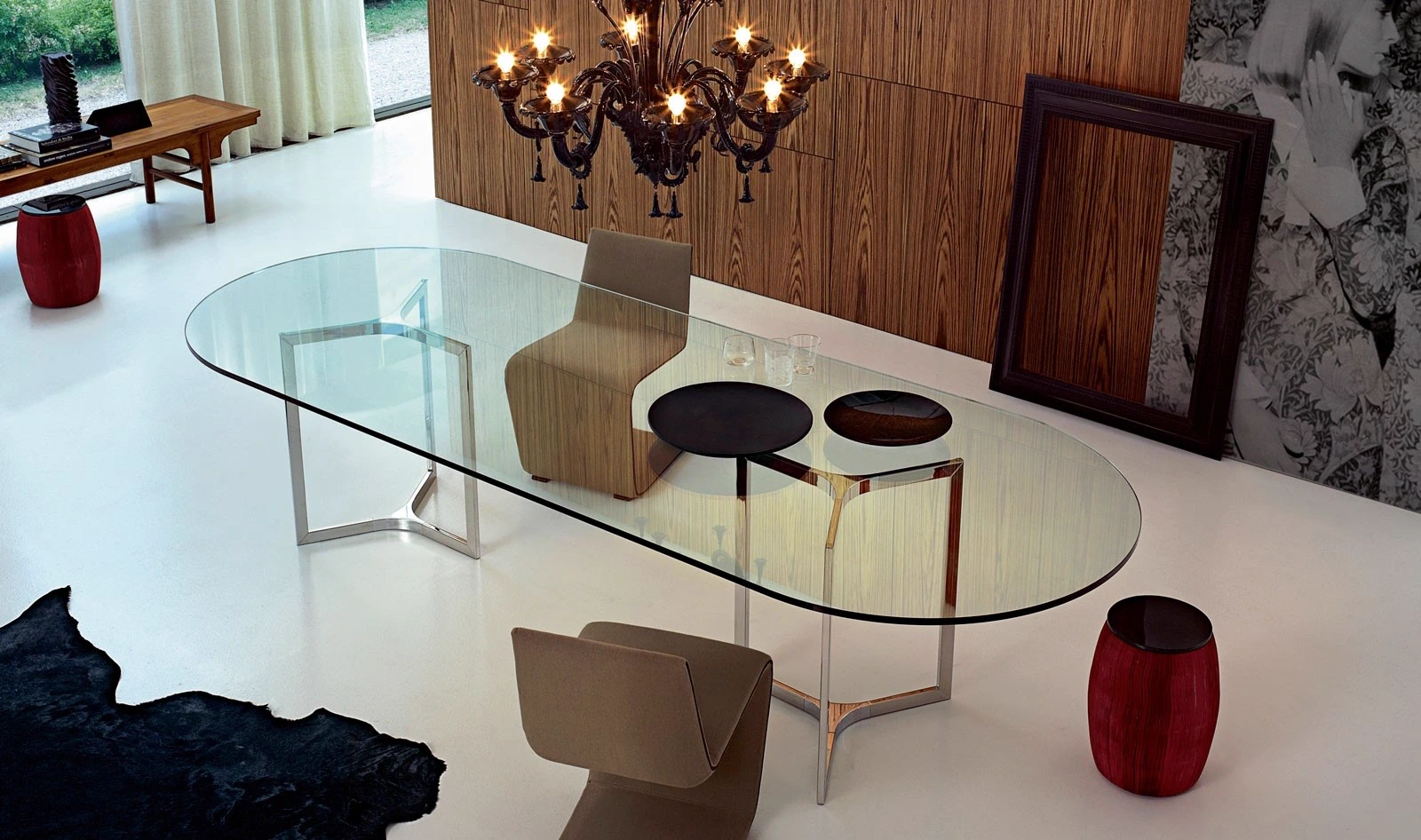 Каркас и наполнение: металл. Современный дизайн Стол Raj / Raj Light — Gallotti & Radice, стекло, фото 5