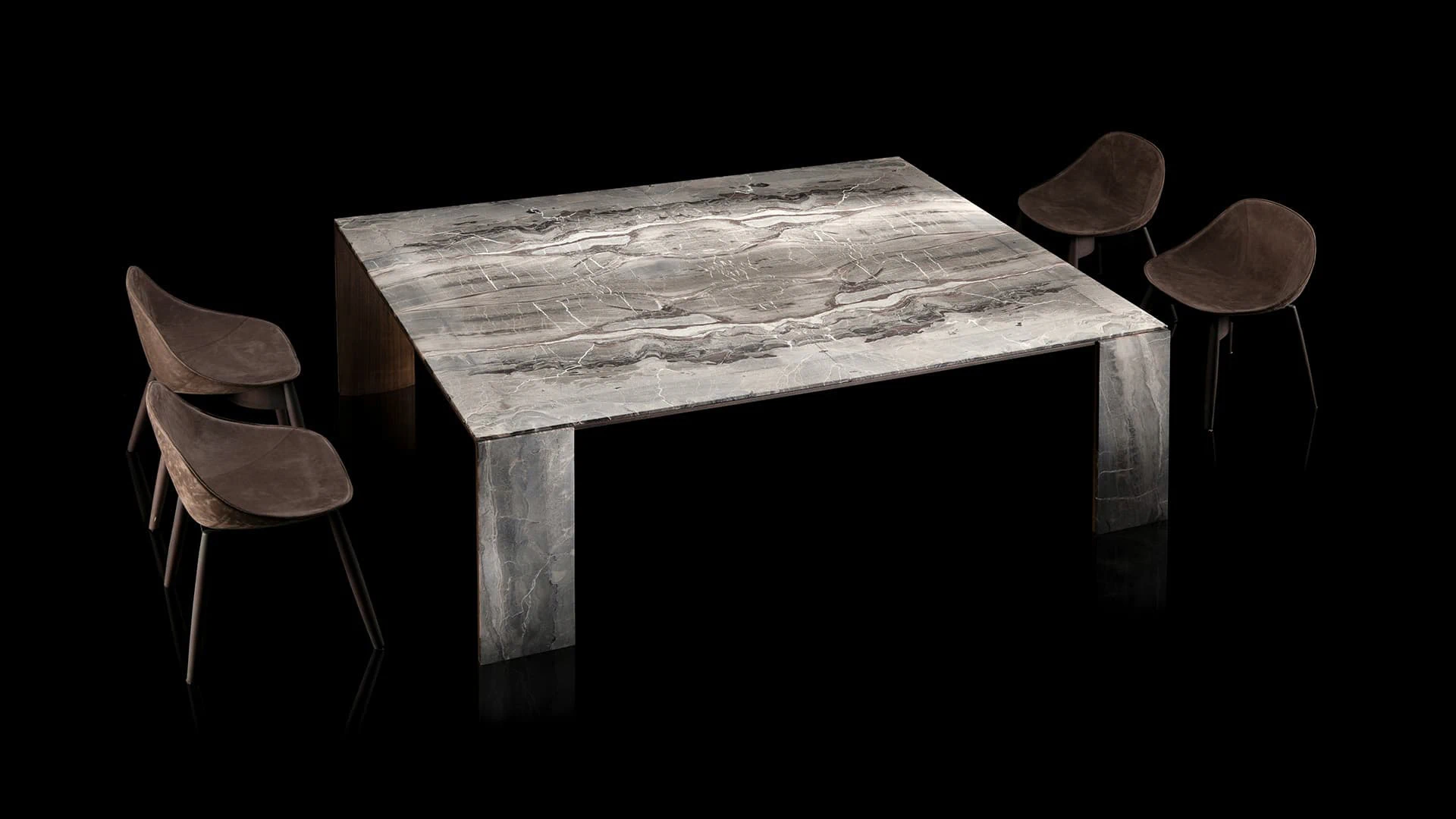 Каркас и наполнение: массив дерева. Современный дизайн Стол LY-Table — Henge, мрамор, фото 3